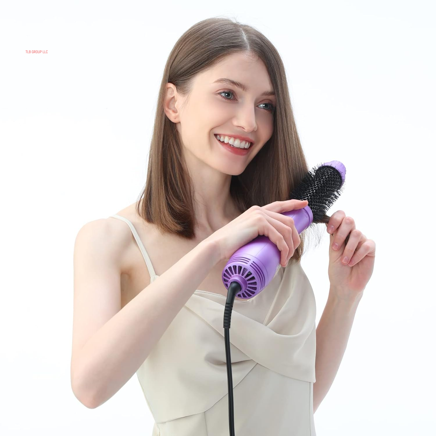 Hot Air Brush,  Salon One-Step Hair Dryer and Volumizer, 4-In-1 Hair Dryer Brush, Hair Styling Tools, Purple-Round