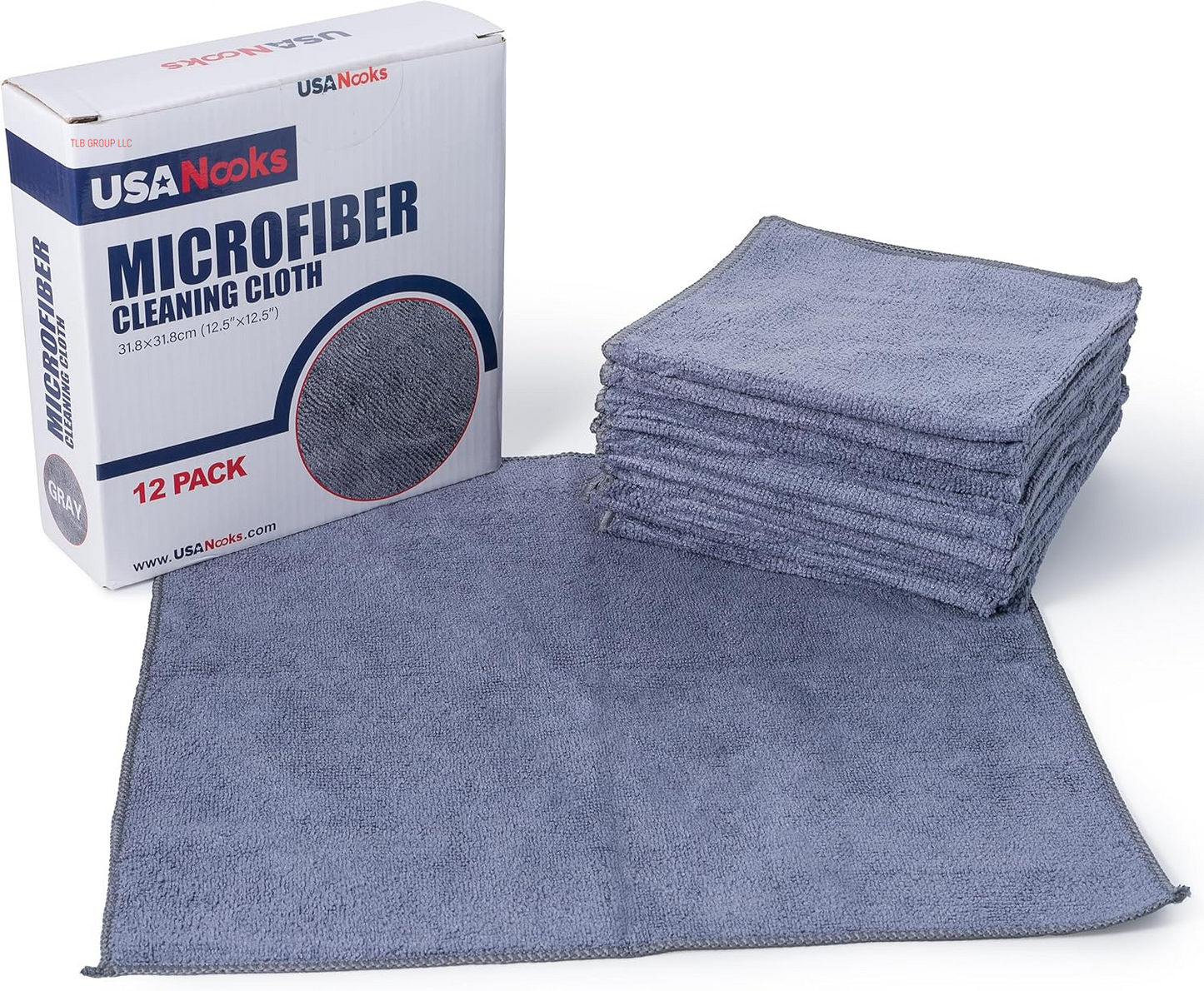 Microfiber Cleaning Cloth Grey - 12 Pcs (12.5"X12.5") - High Performance - 1200 Washes, Ultra Absorbent Microfiber Towel Weave Grime & Liquid for Streak-Free Mirror Shine - Car Washing Cloth