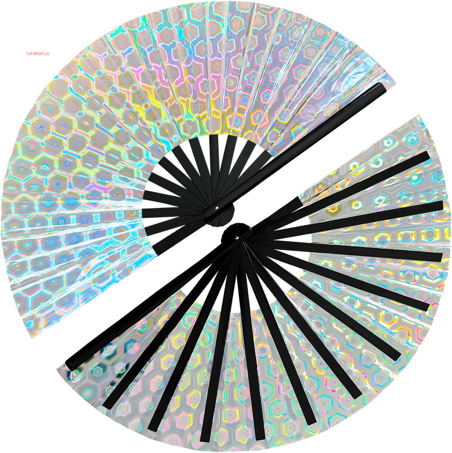 1Pcs Boots on the Ground Fan, 2025 New Line Dance Popping Fan,Holographic Purple Laser Colors Hand Fan,Clap Fans for Line Dancing,Clack Handheld Large Folding Hand Rave Fan