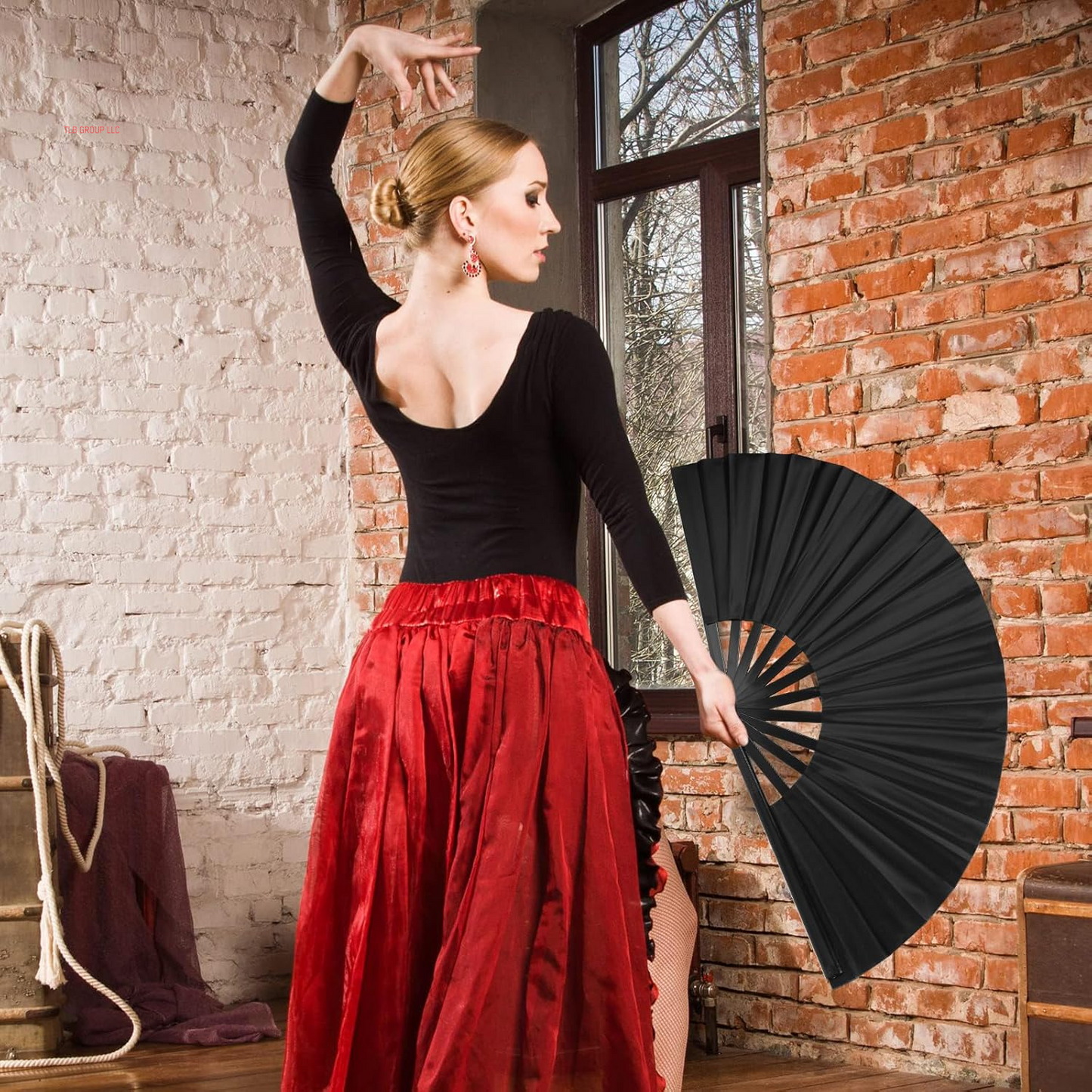 Large Folding Hand Fan Foldable Chinese Fans Handheld Decorative Folding Fans for Women Men Line Dance Popping Fan for Chinese Tai Chi Kung Fu, Performance, Wedding, Party, Gift