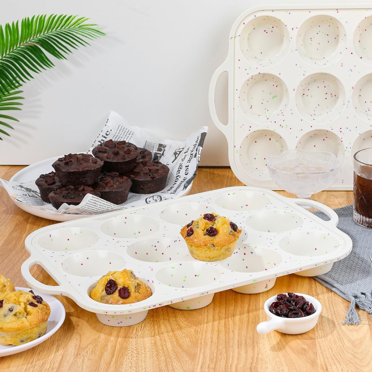 Silicone Muffin Pan, with Metal Reinforced Frame Regular Size 2.8Inch Silicone Cupcake Pan Nonstick 12 Cups for Baking Homemade Muffins, Cupcakes, Egg Bites 2 Pack Dishwasher Safe BPA Free