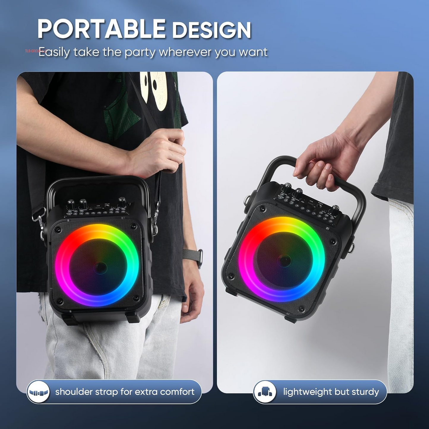 Karaoke Machine, Portable Bluetooth Speaker with 2 Wireless Microphones for Adults & Kids with Lights, Karaoke Microphone with PA System Supports USB/TF/REC/FM/AUX for Home Party Home System Packages