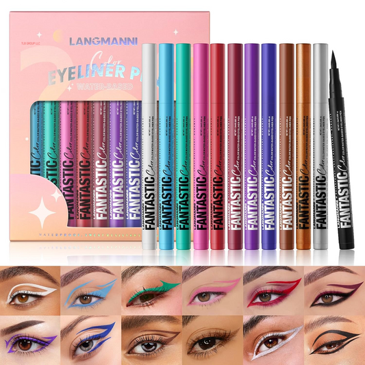 12 Colors Matte Liquid Eyeliner Set, Neon Colorful Pigmented with Long-Lasting, Smudgeproof & Waterproof Eye Liner Makeup for Bold & Stunning Looks - Gift for Girls