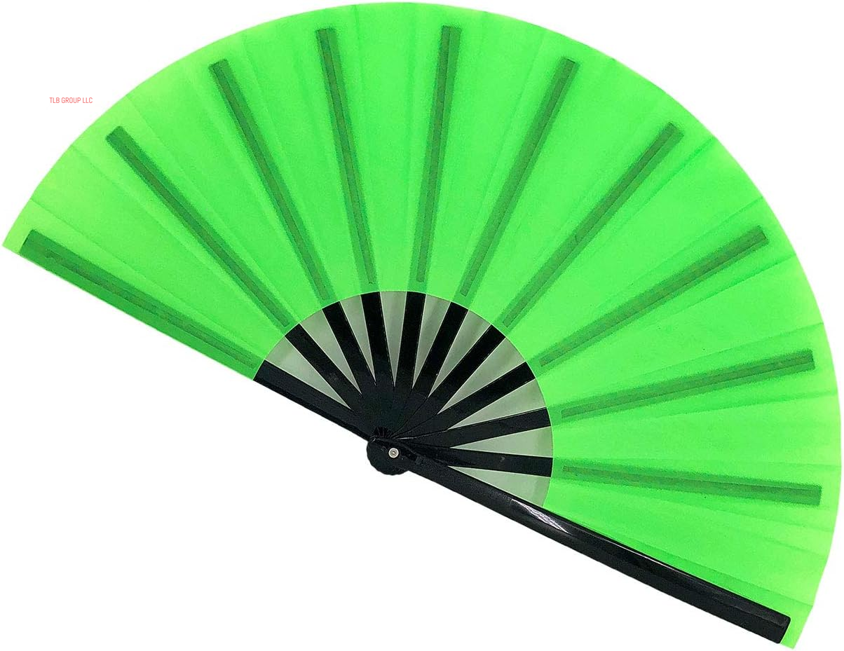 Large Folding Fans Rave Hand Clap Fan Popping Fan for Line Dancing, Big Foldable Clacking Fans for Boots on the Ground Dance Festival, Dancing, Performance (Black)