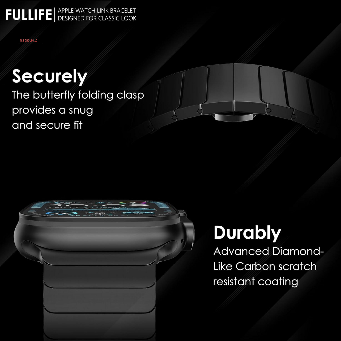 Stainless Steel Band Compatible with Apple Watch Band 49Mm for Men, Durable Metal Strap for Apple Watch Ultra 2/Ultra 49Mm, Series 10 46Mm, 9/8/7 45Mm, SE2/6/5/4 44Mm, 3/2/1 42Mm, Black