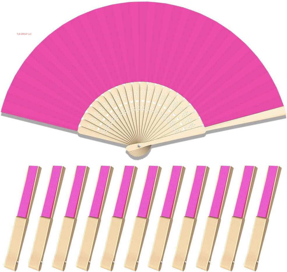 12 Pcs Decorative Hand Fan Foldable, 8.3 Inch Folding Fan Line Dancing Popping Paper Fans Chinese Fan with Thick Bamboo Frame for Wedding, Dancing, Party DIY Decoration (3 Shades of Blue)