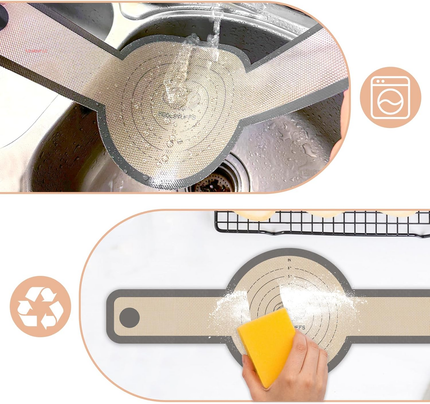 Silicone Bread Sling for Dutch Oven, 2 PCS Non-Stick & Easy Clean Reusable Silicone Bread Baking Mat with Long Handles, Easy to Transfer Sourdough Bread, BM02