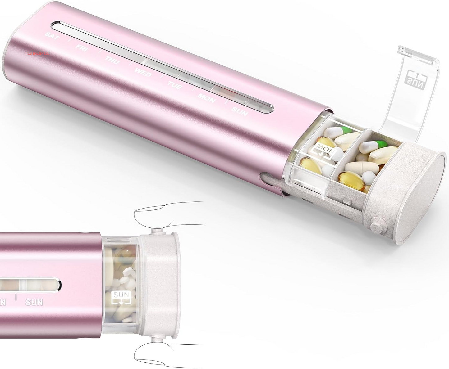 Metal Weekly Pill Organizer, Aluminum Daily Pill Box, 7 Day Portable Travel Pill Case, Large Capacity Pill Holder Container for Pills, Medicines, Vitamins, Fish Oil, Supplements, Steel Grey