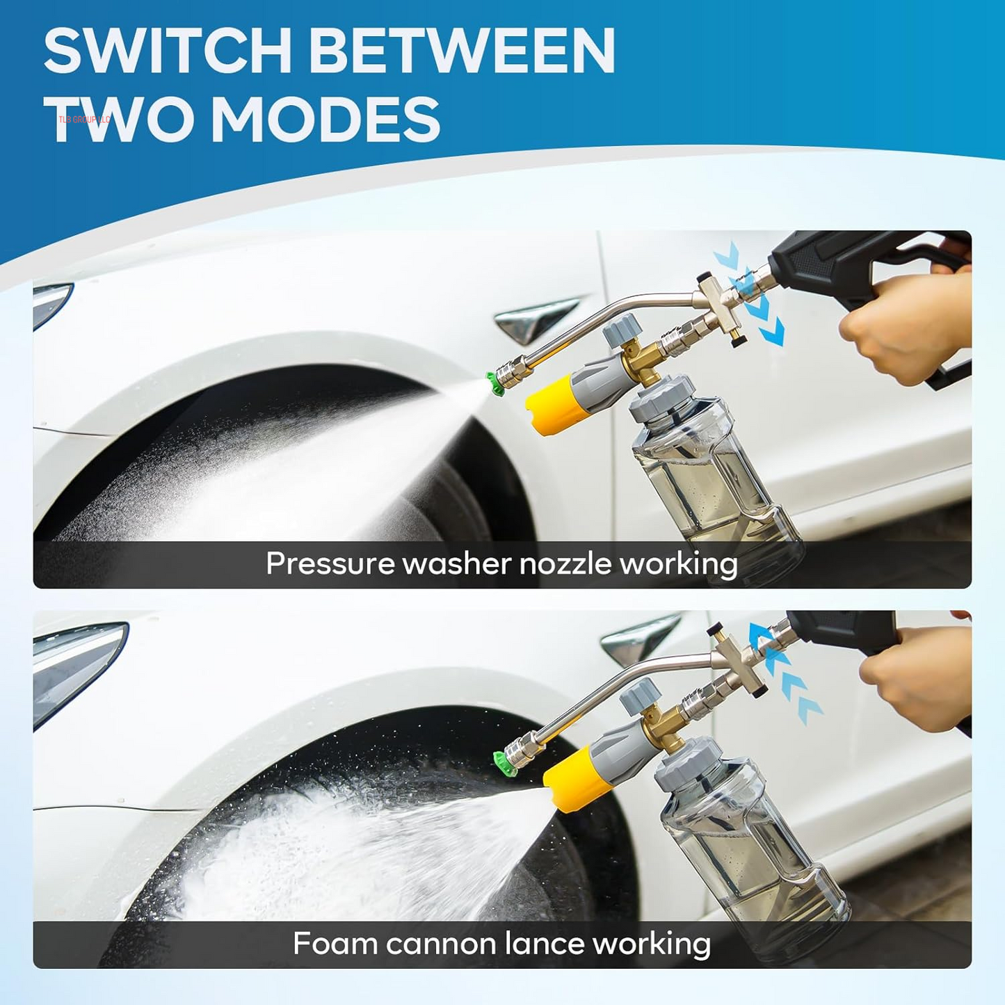 Foam Cannon Dual-Connector Accessory, Pressure Washer Double Tip Attachment for Foam Cannon, Pressure Washer Accessories with 1/4" Quick Connect for Car Wash, 5 Pressure Washer Sprayer Nozzles