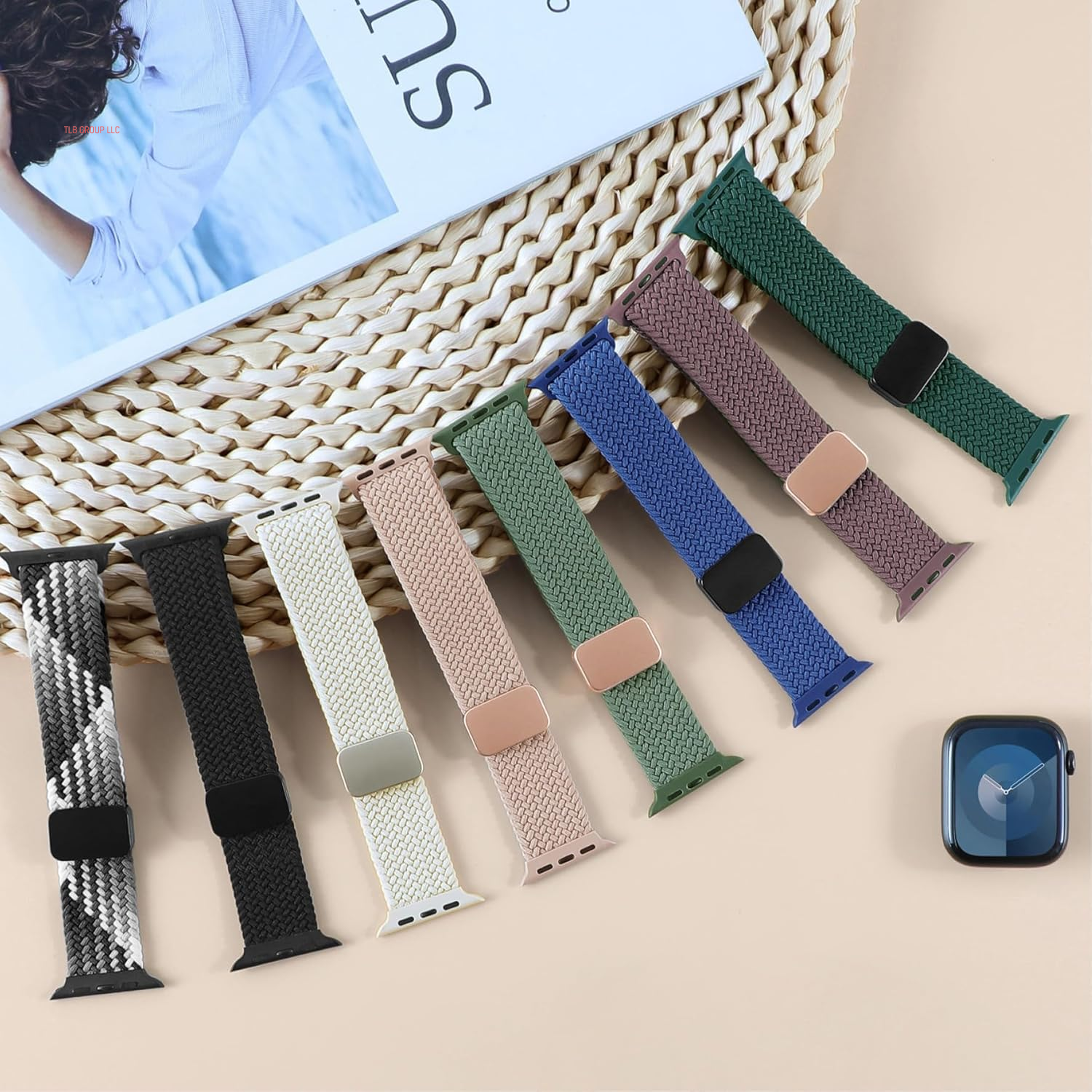 Magnetic Braided Stretchy Loop - Compatible with Apple Watch Band 42Mm 46Mm 40Mm 41Mm 44Mm 45Mm 38Mm Ultra/2 49Mm Women Men,Elastic Woven Fabric Nylon Strap for Iwatch Ultra Series 10 9 8 7 6 5 4 3 SE