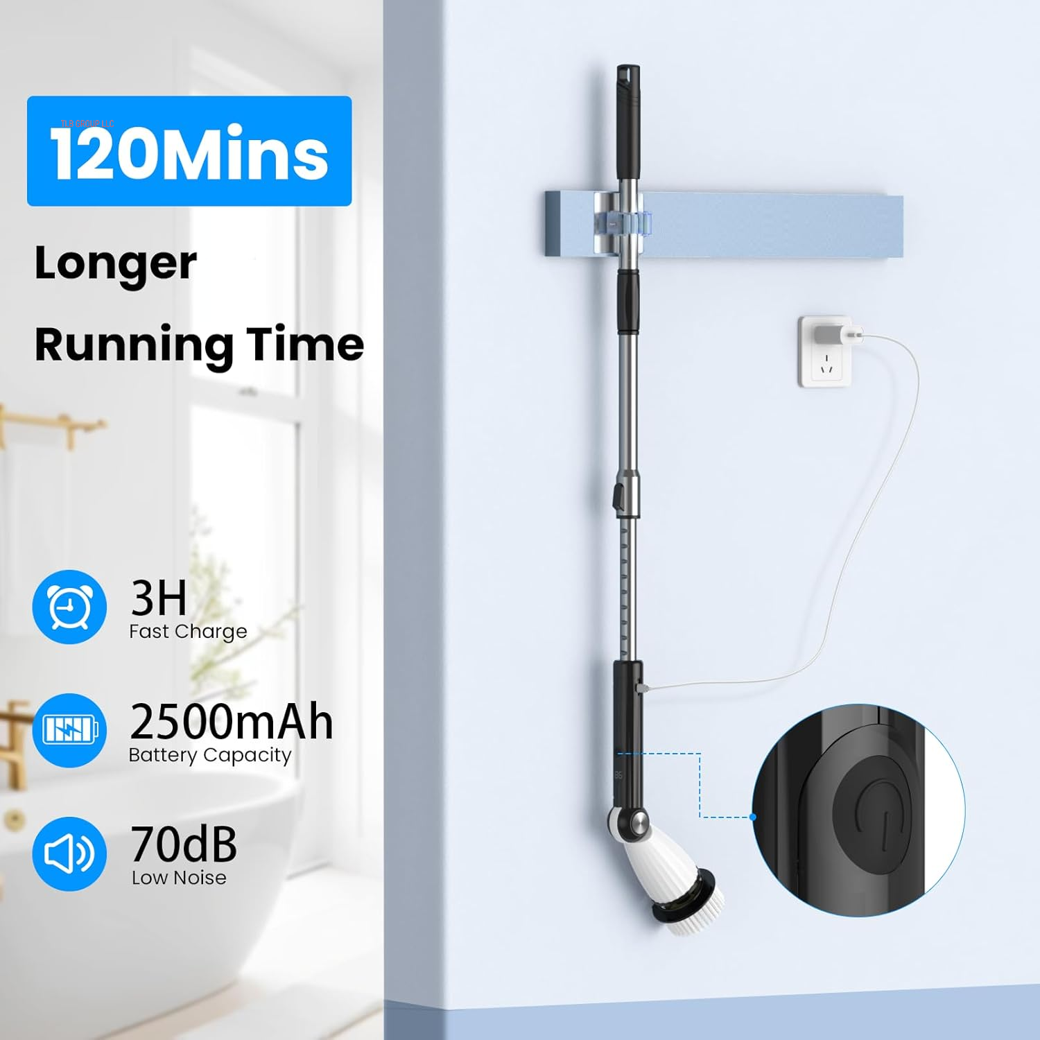 Electric Spin Scrubber, Power Shower Floor Scrubber, Electric Scrubber for Cleaning, Spin Scrub Shower Cleaner Brush, Cleaning Tools for Bathroom, Tub, Floor, Kitchen