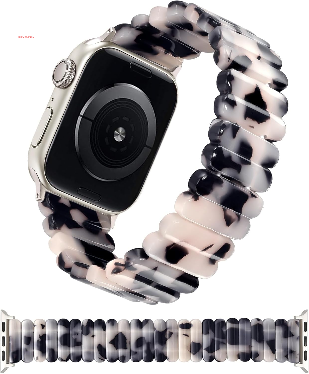 Resin Stretchy Band Compatible with Apple Watch 38/40/41Mm, 42/44/45/46/49Mm Fashion Cute Strap for Iwatch 10/9/8/7/6/5/4/3/2/1/SE Lightweight Elastic Bracelet Wristband Women,S/M