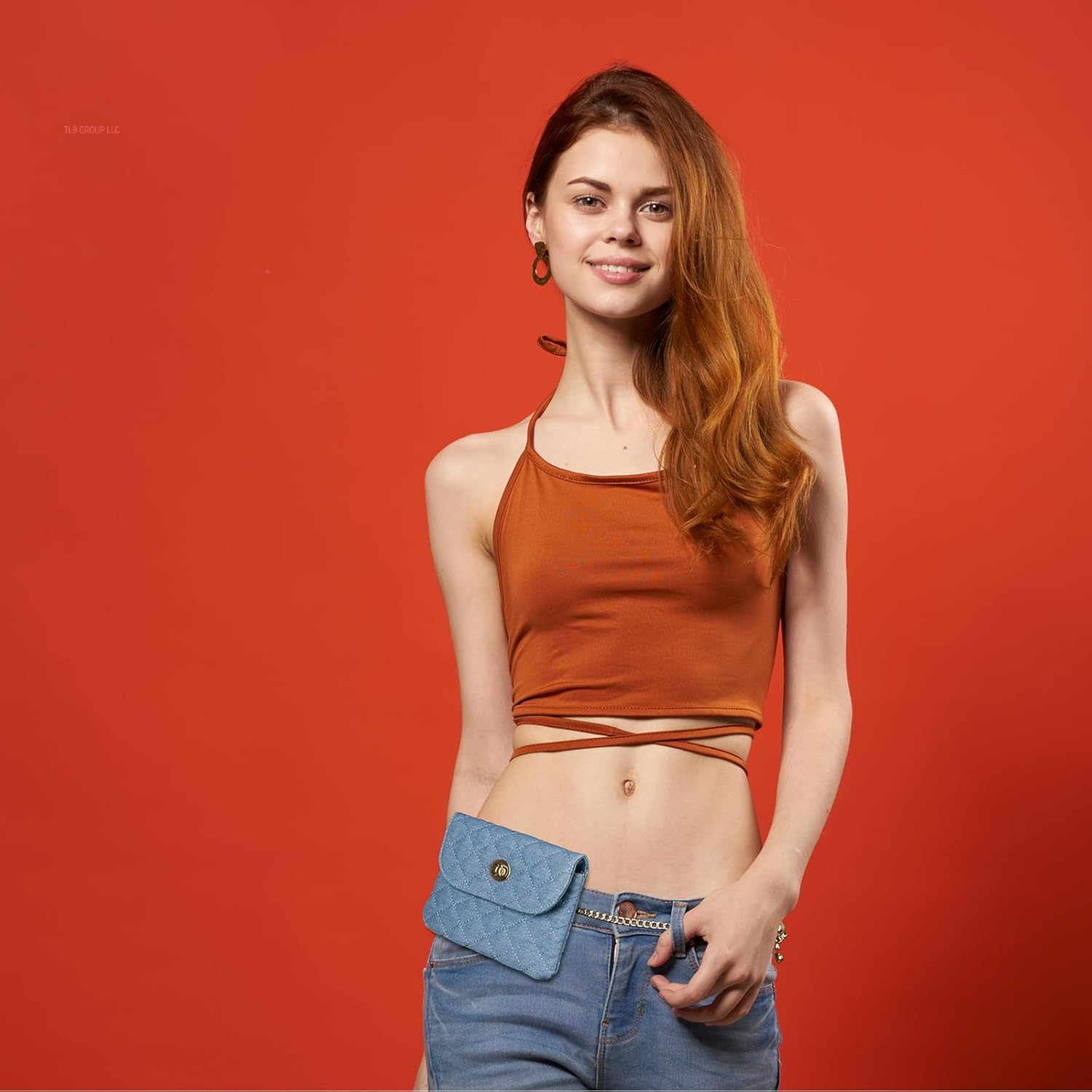 Chain Belt Bag for Women, Fasion Denim Waist Purse Cell Phone Bag for Women,Designer Checkered Crossbody Purse for Women.