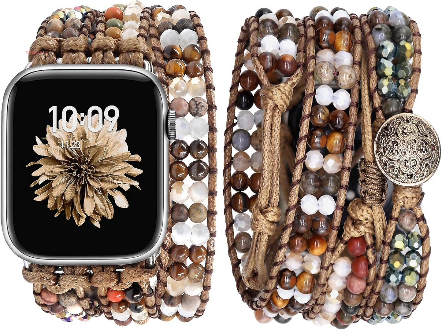 Boho Beaded Watch Band Women and Geniuen Leather Band Bundles