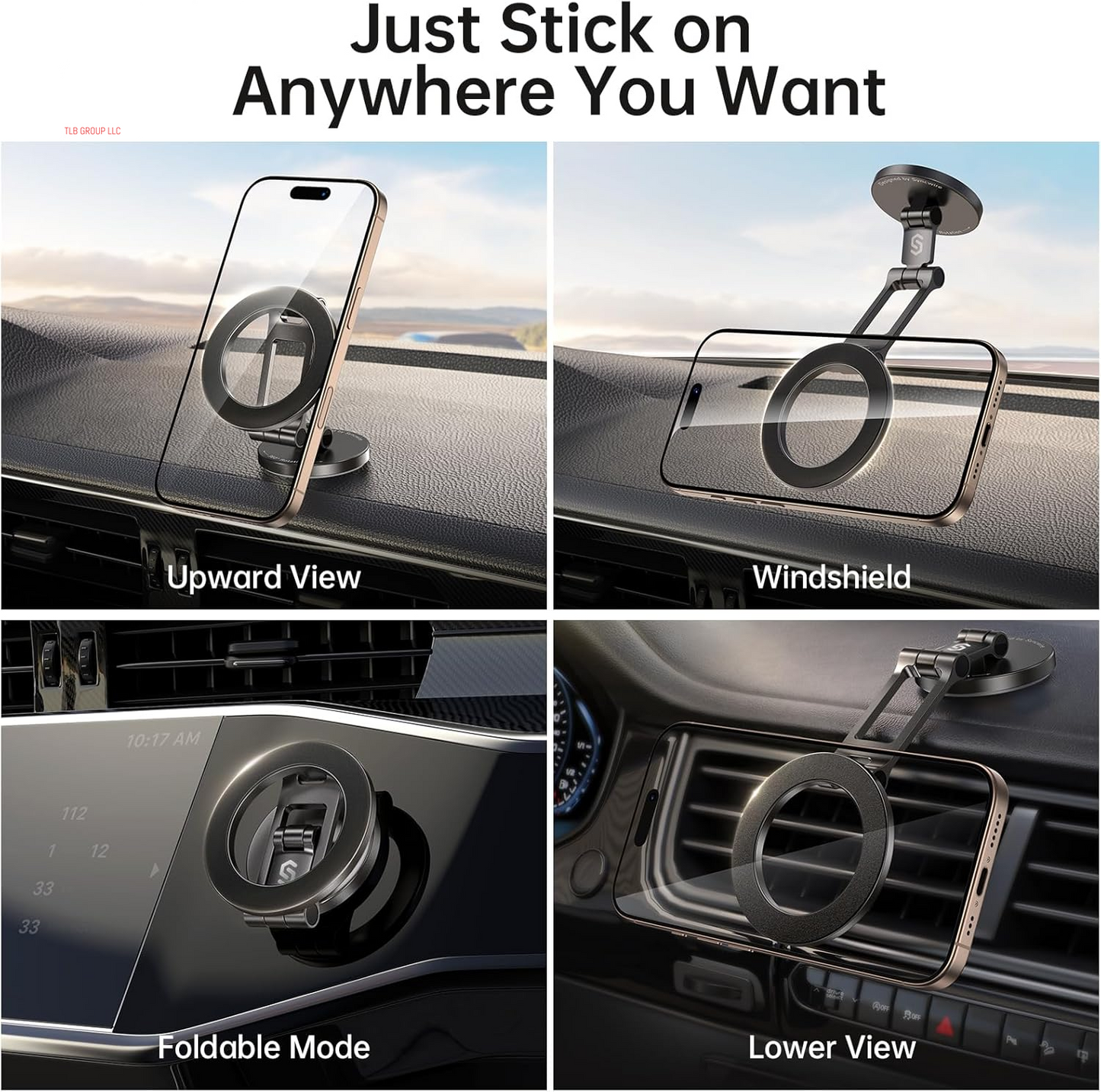 Fits Magsafe Car Mount for Car Dash&Tesla Screen[All-Metal] Magnetic Phone Holder, [Flexible Three-Axis]360° Rotation Car Mount Strong Magnets Car Phone Holder for Iphone 16 15 14 13 Pro Max