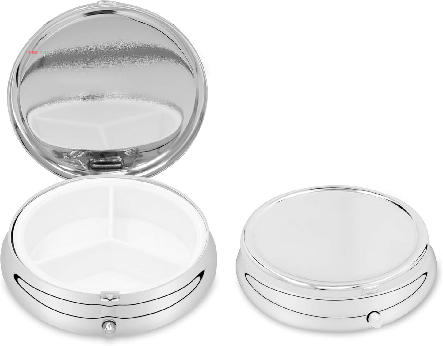 3 Compartment Pill Box - Set of 2X Stainless Steel Travel Box Organizer for Tablets and Prescriptions - Silver