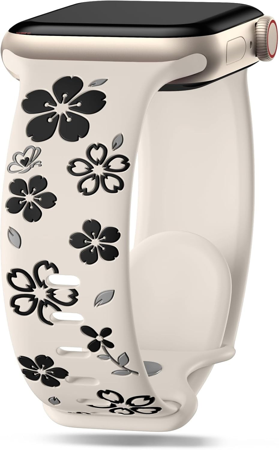 Floral Engraved Band Compatible for Apple Watch Bands for Women 40Mm 41Mm 38Mm 42Mm 44Mm 45Mm 46Mm 49Mm, Cute Flower Silicone Inlay Dressy Strap for Iwatch Series 10 9 8 7 6 5 4 3 2 SE Ultra