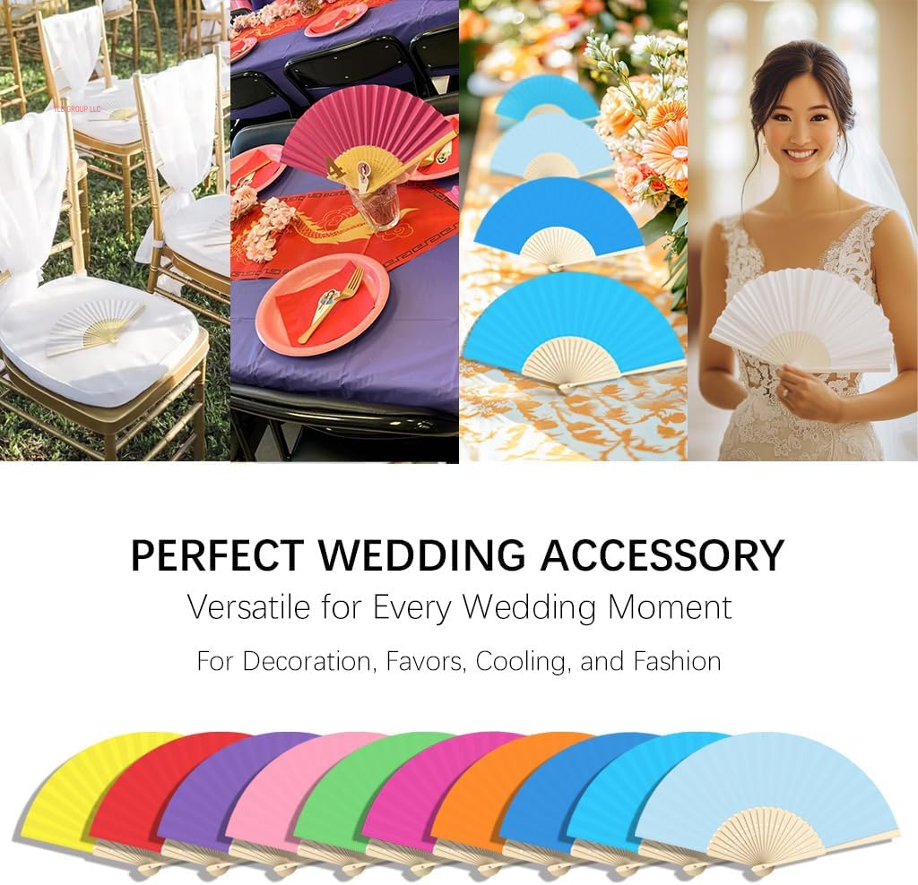 12 Pcs Decorative Hand Fan Foldable, 8.3 Inch Folding Fan Line Dancing Popping Paper Fans Chinese Fan with Thick Bamboo Frame for Wedding, Dancing, Party DIY Decoration (3 Shades of Blue)