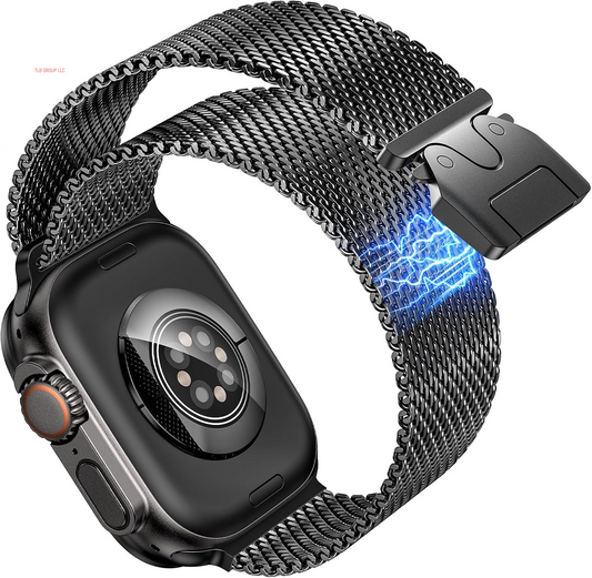Milanese Magnetic Band Compatible with Apple Watch Band Ultra 2 Ultra for Men Women 49Mm 46Mm 45Mm 44Mm 42Mm, Stainless Steel Milanese Mesh Loop Strap for Iwatch SE Series 10 9 8 7 6 5 4 3 2 1