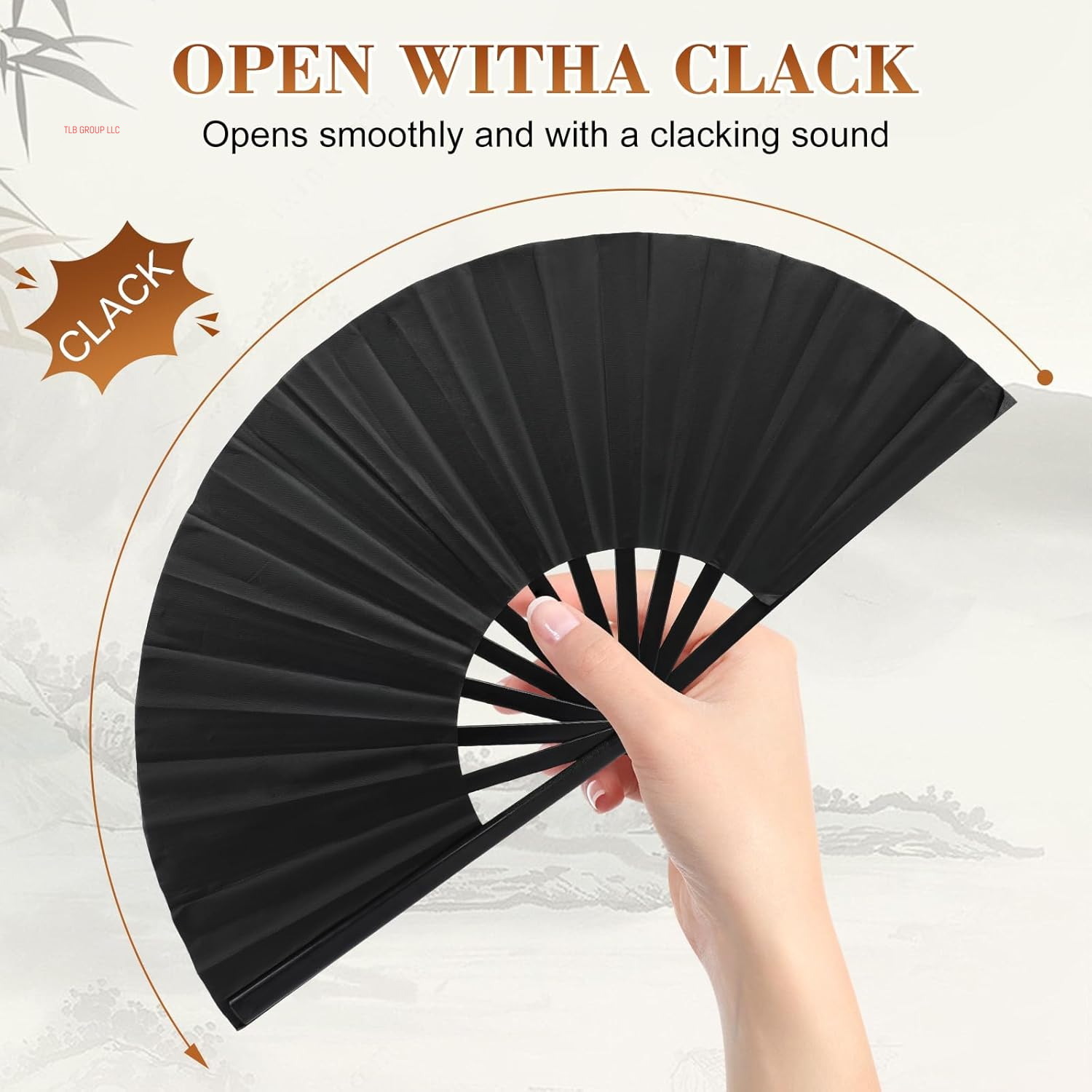 2025 Boots on the Ground Hand Fan for Line Dancing - Large Holographic Folding Fan Clap Fans Popping Sounds - Women'S Hand Fan Foldable for Dancing (Black)