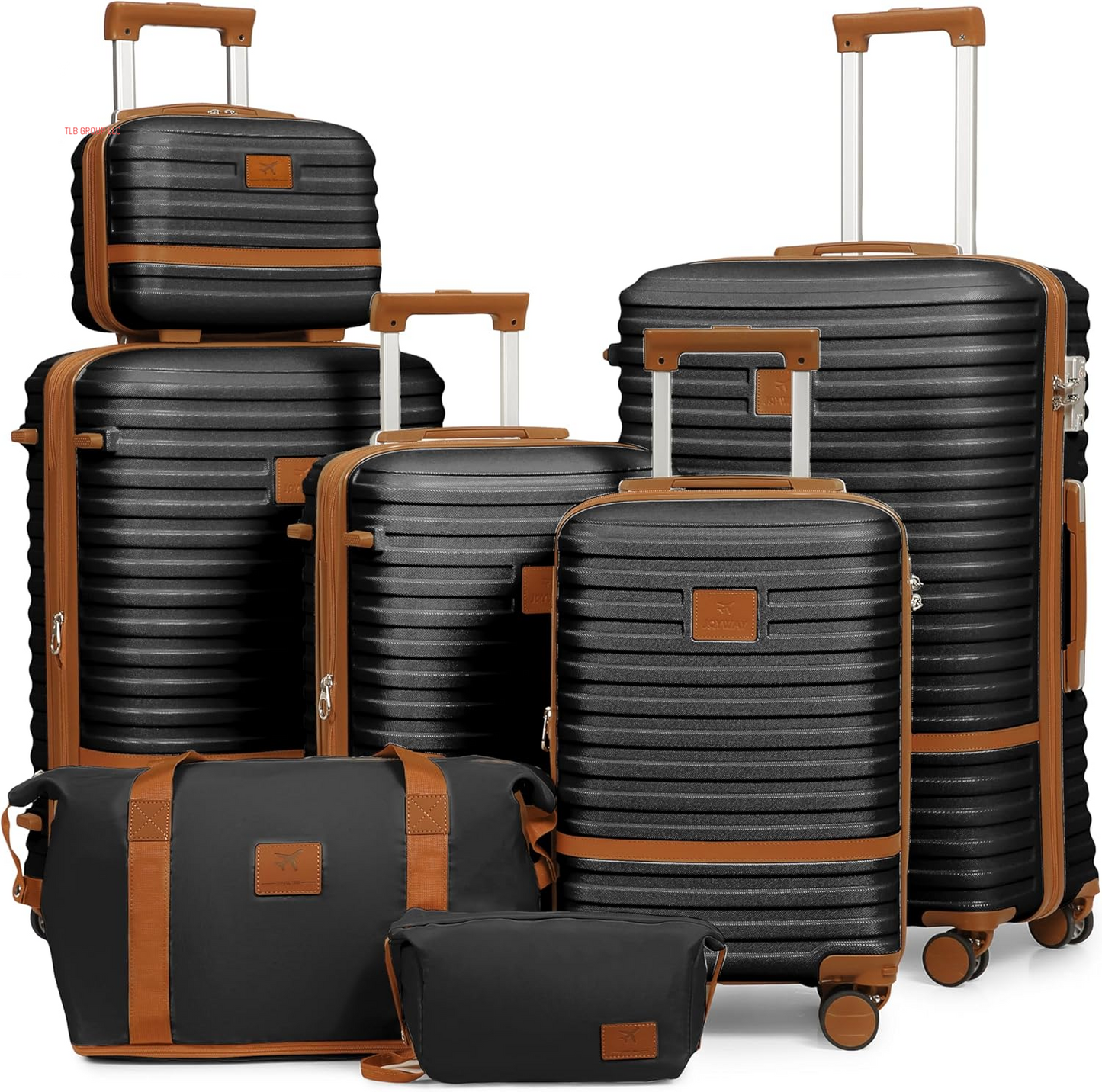 Carry on Luggage 20 Inch Expandable Suitcase with Spinner Wheel, 4 Piece Hard Shell Luggage Set with TSA Lock(Black Brown)