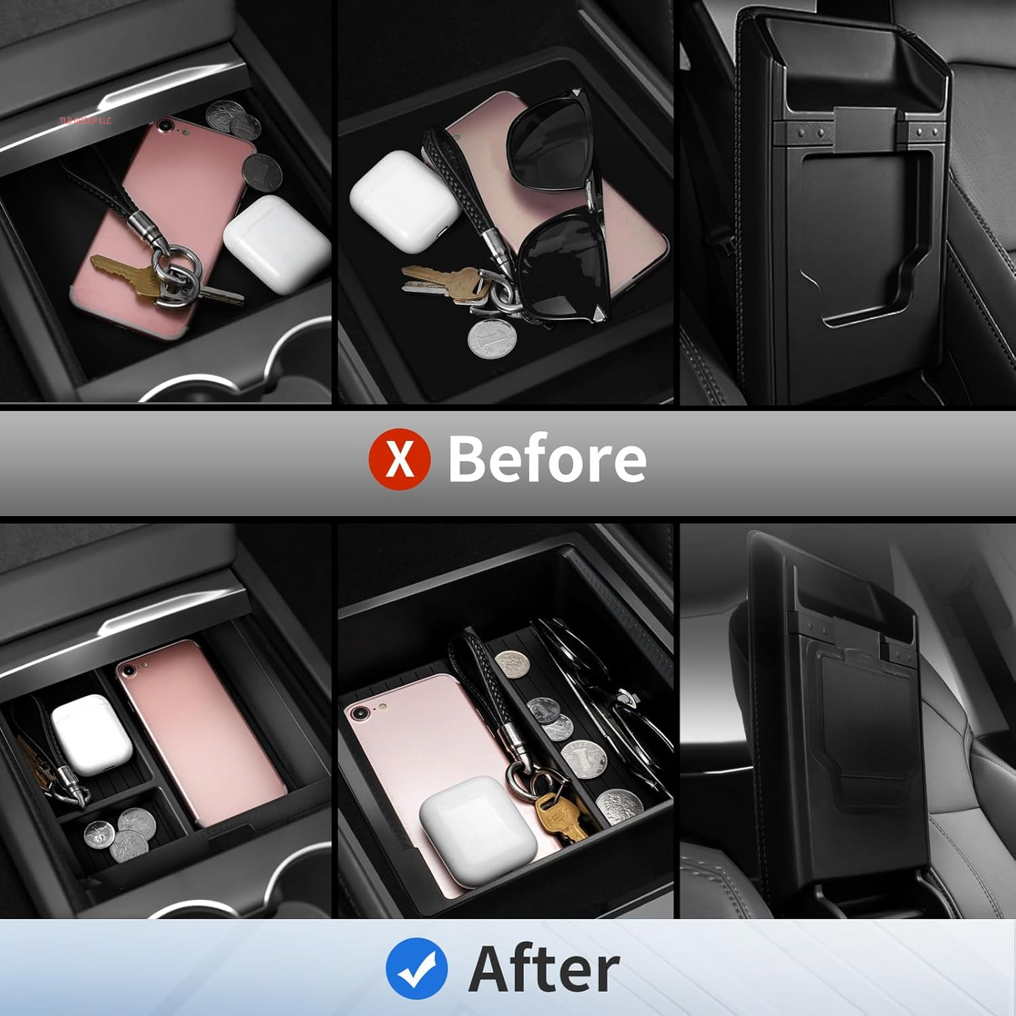 2025 Upgrade Center Console Organizer Tray for Tesla Model 3 Highland Accessories 2024 2025/For Tesla Model Y Juniper Accessories 2025 [Slide Smoothly/Us Patent] Cup Holder Matte Black