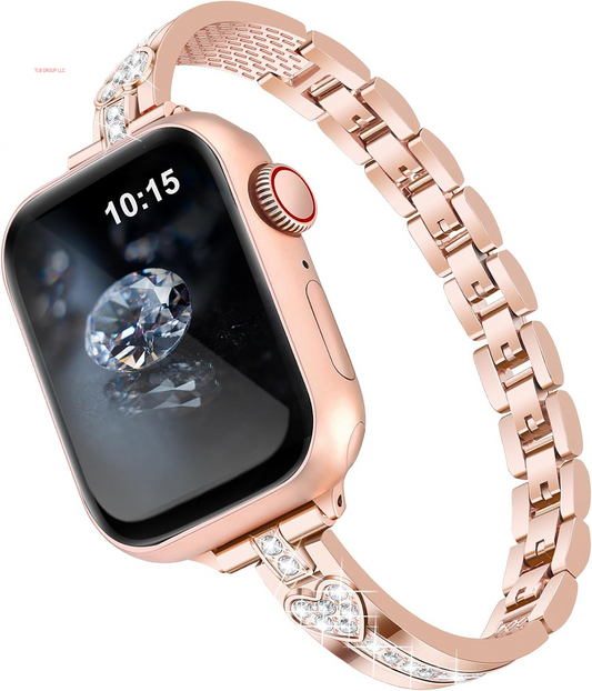 Love Bracelet Compatible with Apple Watch 40Mm/38Mm/41Mm/42Mm Series 10 9 8 7 SE Series 6 5 4 Bands Women Metal Iwatch Wrap Jewerly Ape Watch Strap Slim Bands for Apple Watch 3 2 1-Rose Gold