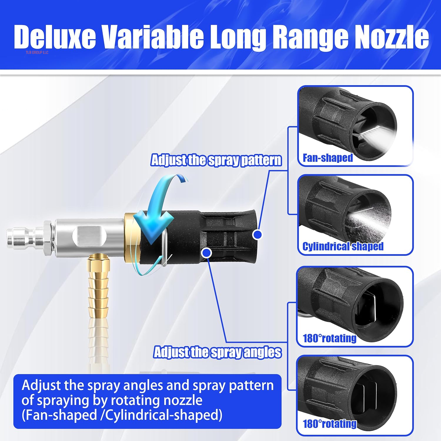 Adjustable Long Range Nozzle for Pressure Washer 5-6.5 GPM, Downstream Injection Spray Nozzle Kit, High Power Washing External Chemical Injector with 1/4” Quick Connect, 2500 to 4000 PSI