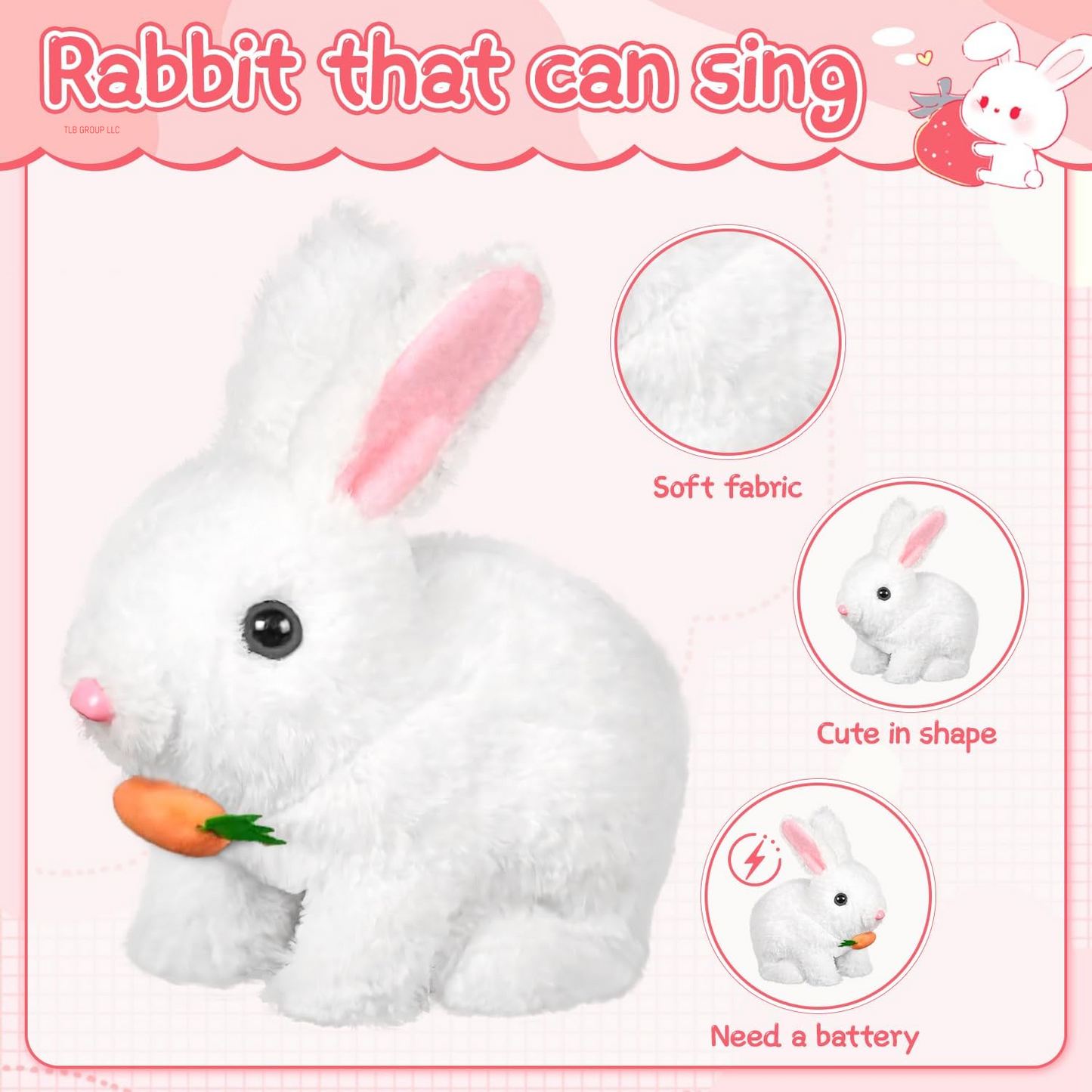 Bunby-My Realistic Bunny Toy, Easter Plush Interactive Realistic Bunny Robot, My Realistic Bunny Toy, Interactive Bunny Toy,Talking,Walking Twitching, and Shaking Ears Realistic Rabbit Toy (Pink)
