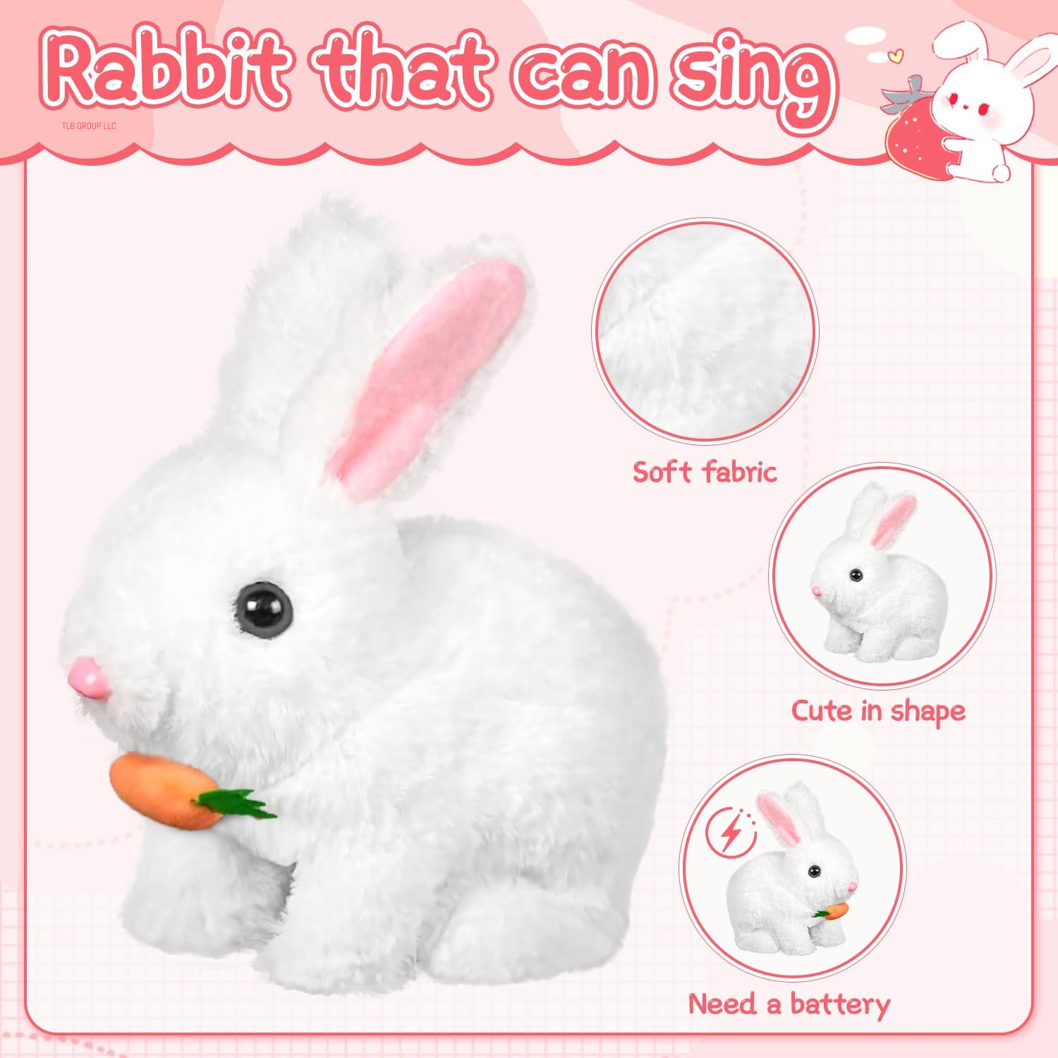 Bunby-My Realistic Bunny Toy, Easter Plush Interactive Realistic Bunny Robot, My Realistic Bunny Toy, Interactive Bunny Toy,Talking,Walking Twitching, and Shaking Ears Realistic Rabbit Toy (Pink)