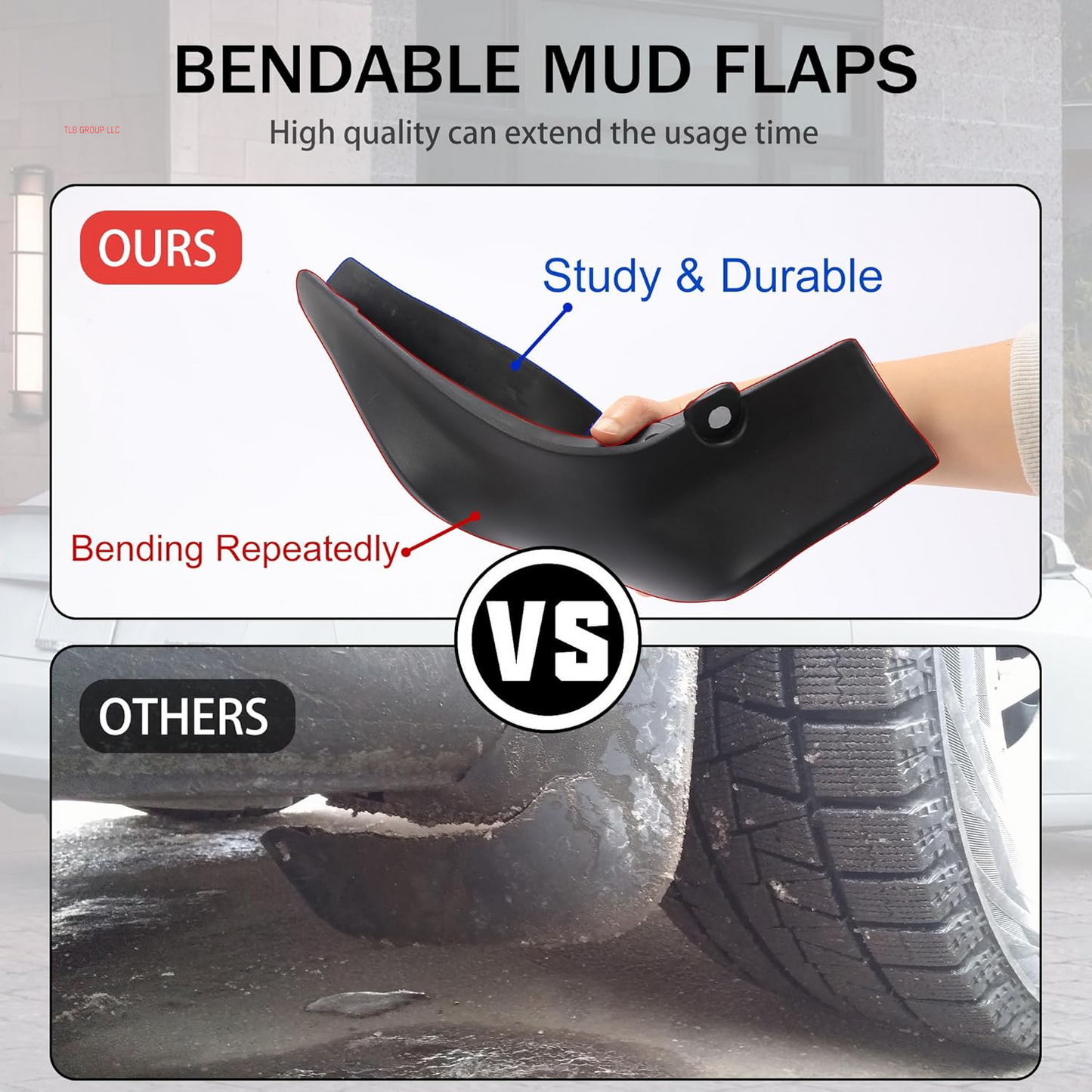 Mud Flaps for Tesla Model 3 Highland Fenders Splash Guards Non-Porous Durable All-Weather Protection Fenders for Tesla Accessories(Set of 4)