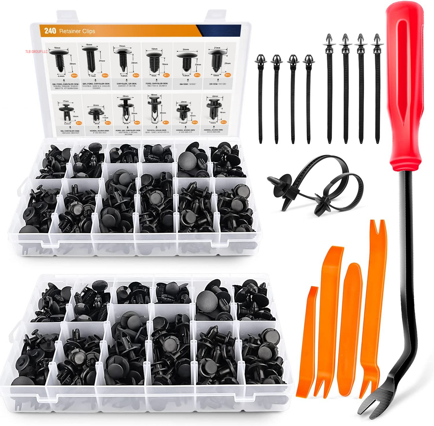 - GRC-33 240PCS Bumper Retainer Clips Car Plastic Rivets Fasteners Push Retainer Kit Most Popular Sizes Auto Push Pin Rivets Set -Door Trim Panel Fender Clips for GM Ford Toyota Honda Chrysler