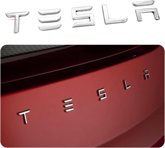 2025 Metal Logo Letters Fit for Tesla, Tailgate Letters Emblems Model 3 Y S X Accessories, Tesla Logo Emblem Model Y Metal Raised Tailgate Insert Rear Emblems Silver
