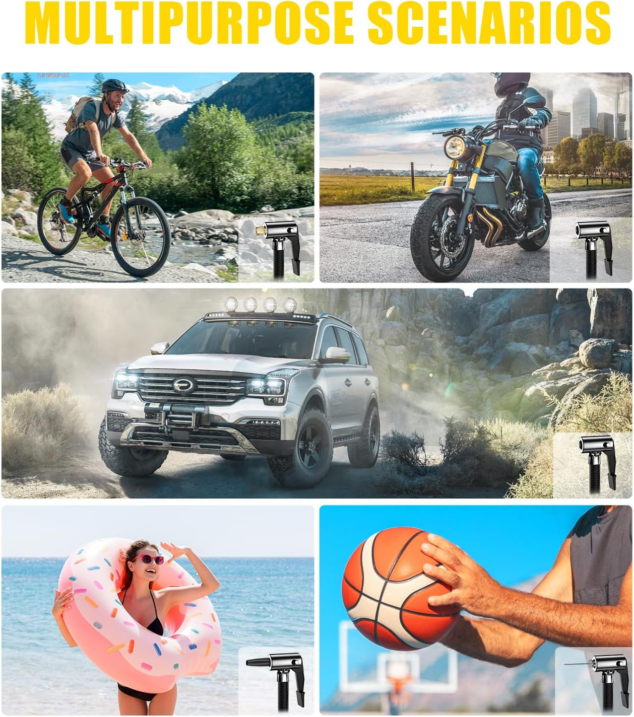 Cordless Tire Inflator Portable Air Compressor, 20V Rechargeable Battery Powered Car Tire Pump W/ 12V DC Adapter, Digital Pressure Gauge, Air Pump for Car, Bike, Motorcycle, Ball