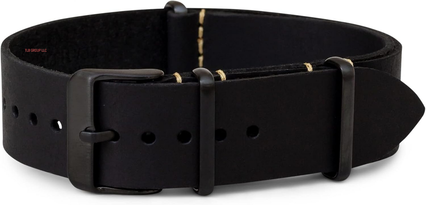 Benchmark Leather Watch Band - Crazy Horse Oiled Leather One-Piece Watch Straps for Men or Women - 18Mm, 20Mm, 22Mm or 24Mm Widths