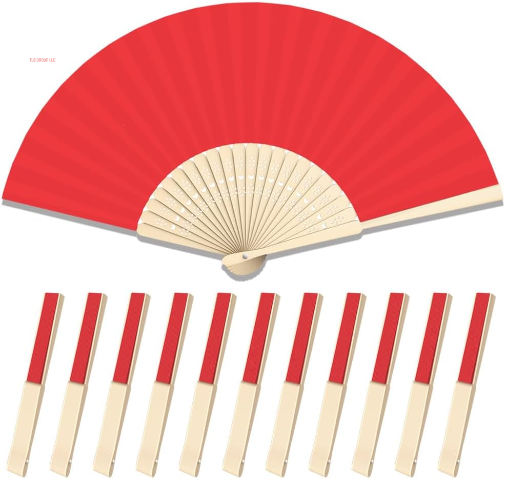 12 Pcs Decorative Hand Fan Foldable, 8.3 Inch Folding Fan Line Dancing Popping Paper Fans Chinese Fan with Thick Bamboo Frame for Wedding, Dancing, Party DIY Decoration (3 Shades of Blue)