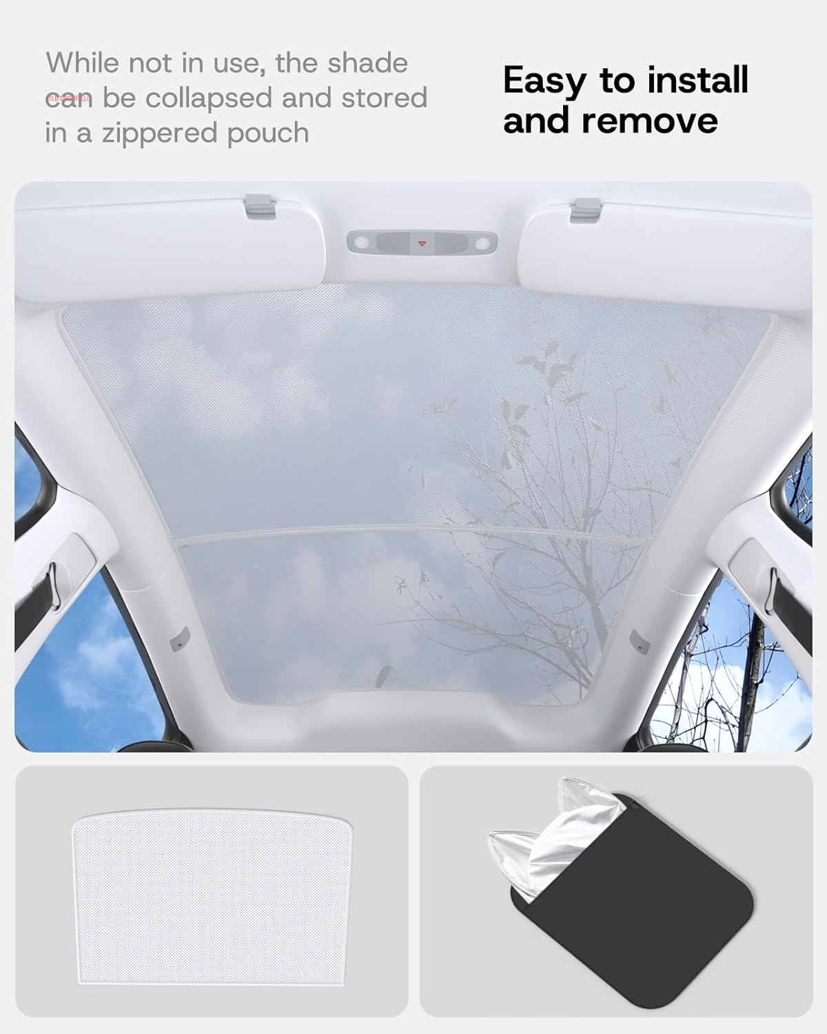 2025 Upgrade Sunshade Roof for Tesla Model Y Juniper Accessories, [Never Sag & No Light Leakage] Magnetic Adsorbed Design for Model Y Launch 2025 2026 [Easy Installation] - 2Pcs