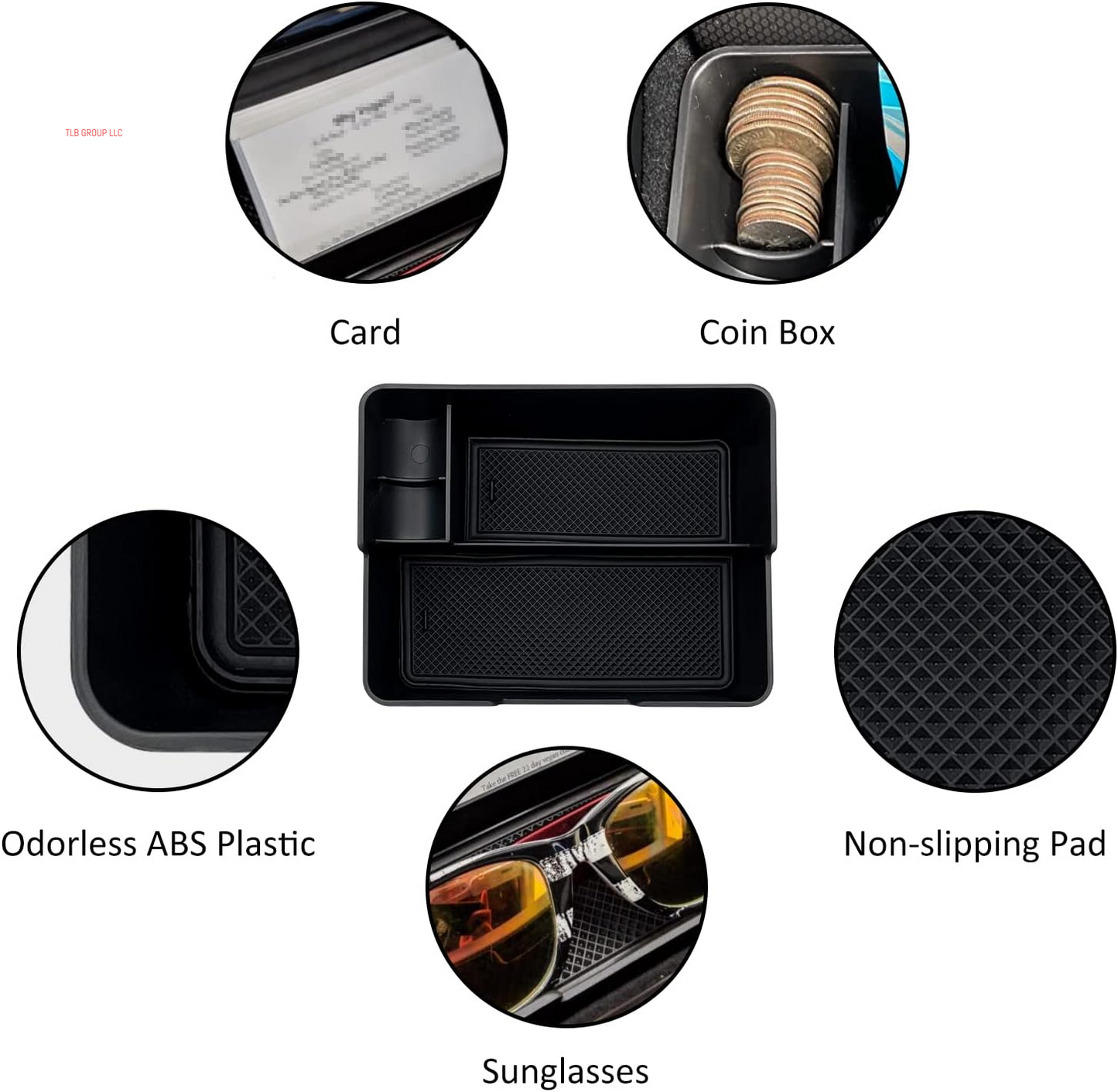 Compatible with Tesla Model 3/Y Accessories Center Console Organizer Tray Fits for Tesla Model 3 2017 2018 2019 2020 /Model Y 2020 （The Cover Closed Rotary Version）