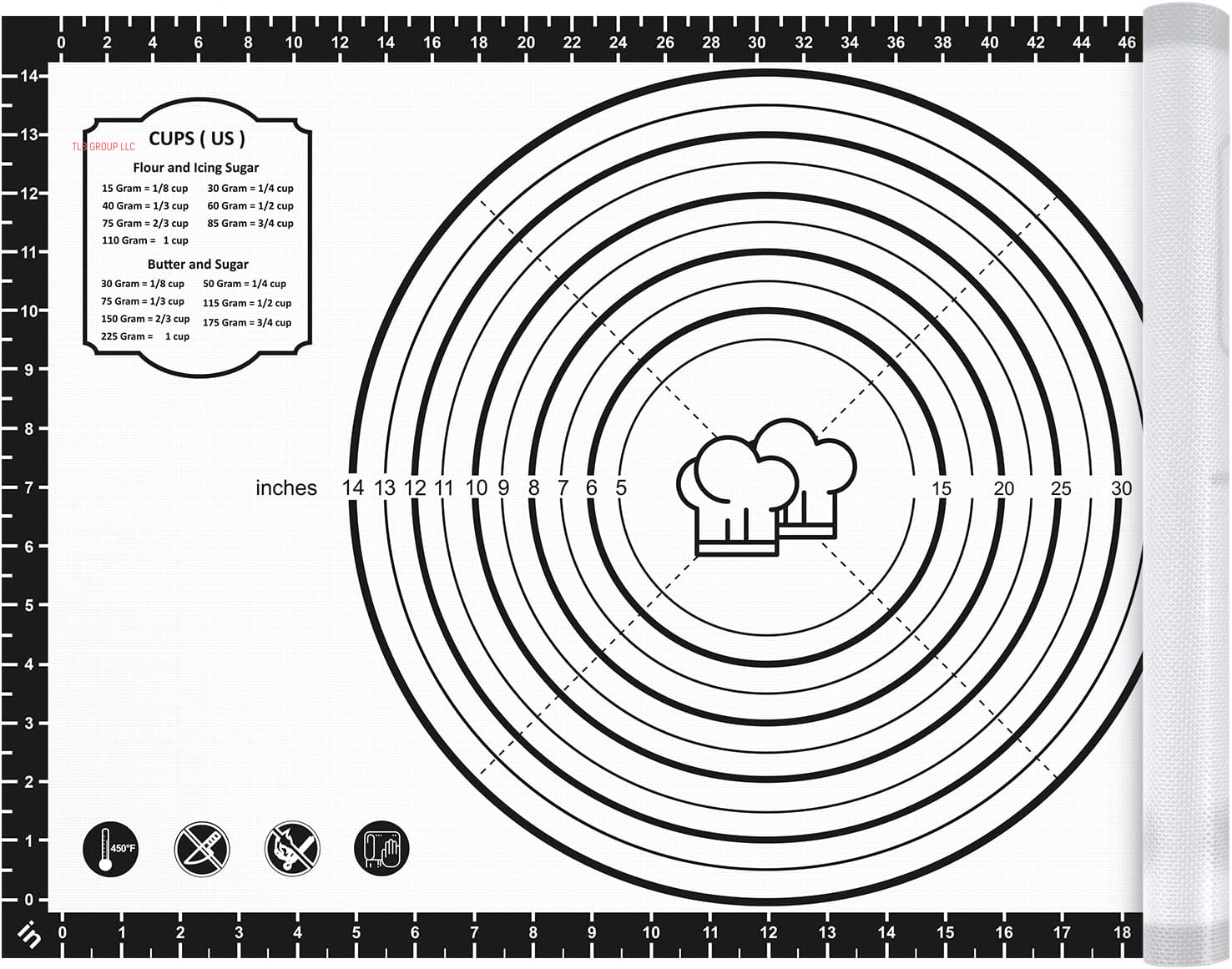 26X16 Inch Extra Thick Silicone Baking Mat with Measurements, Non-Slip and Reusable - for Cookies, Bread, Pastry