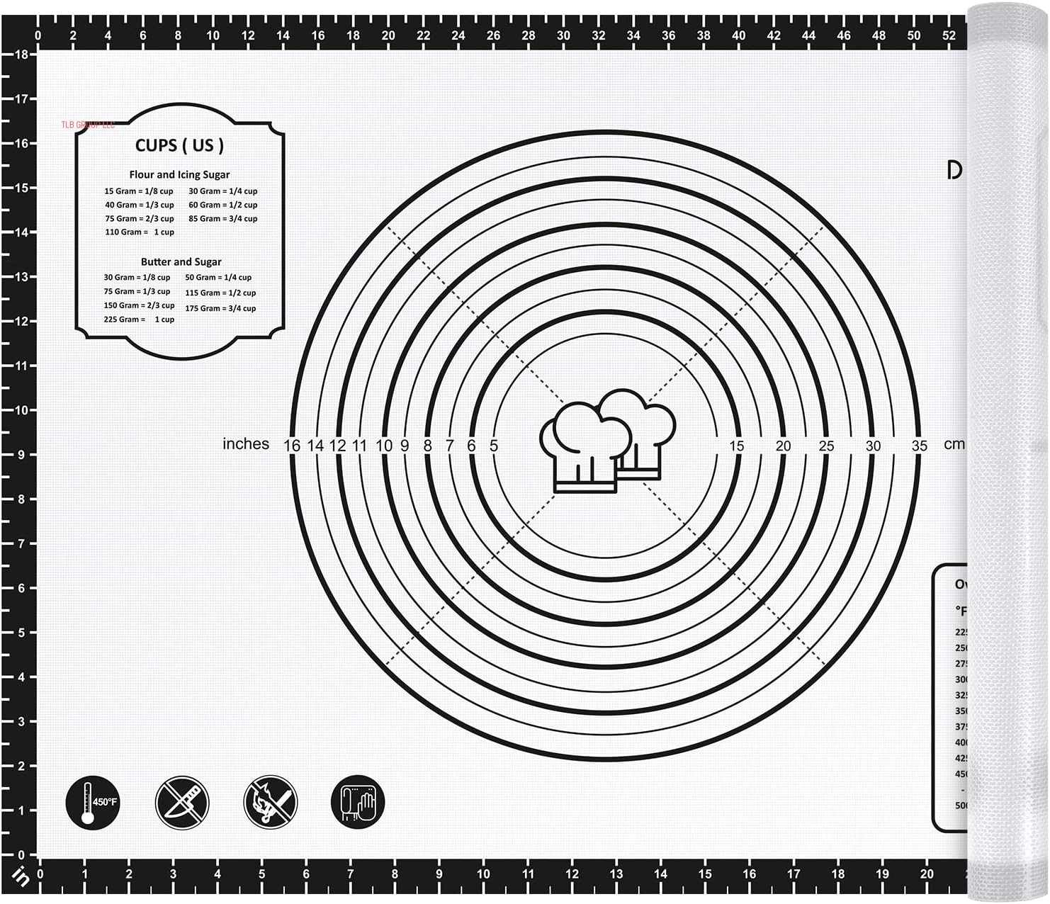 26X16 Inch Extra Thick Silicone Baking Mat with Measurements, Non-Slip and Reusable - for Cookies, Bread, Pastry