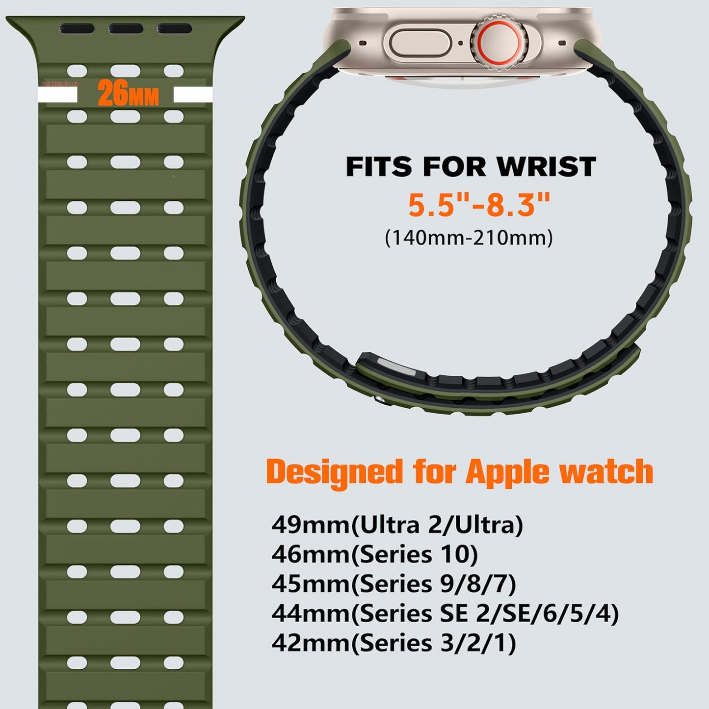 Compatible with Apple Watch Bands for Men 49Mm/46Mm/45Mm/44Mm/42Mm(3/2/1) Women, Rugged Magnetic Silicone Sport Watchband for Iwatch Ultra2/Ultra/Se2/Se/10/9/8/7/6/5/4