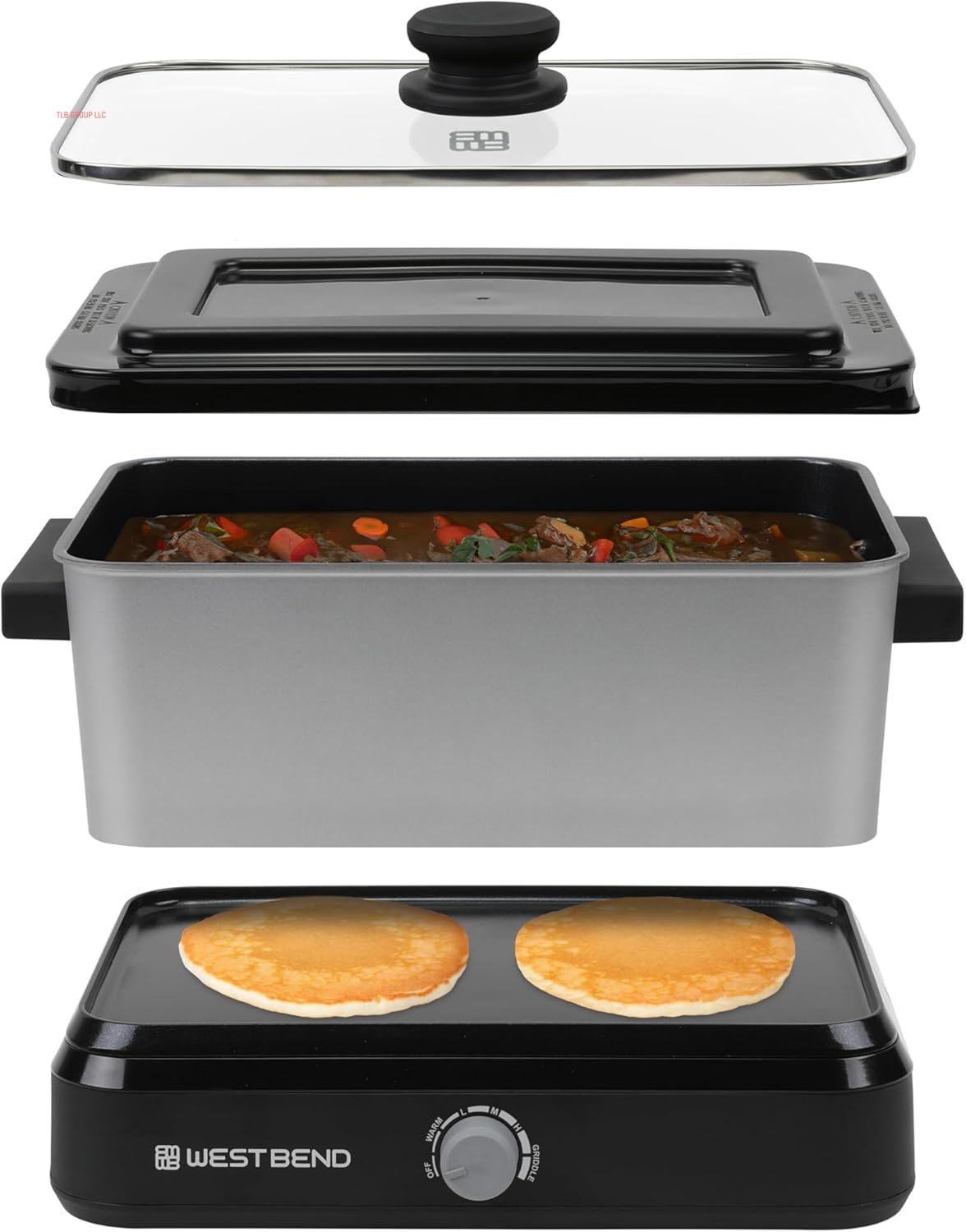 87905 Slow Cooker Large Capacity Non-Stick Vessel with Variable Temperature Control Includes Travel Lid and Thermal Carrying Case, 5-Quart, Silver TRUCK DRIVER