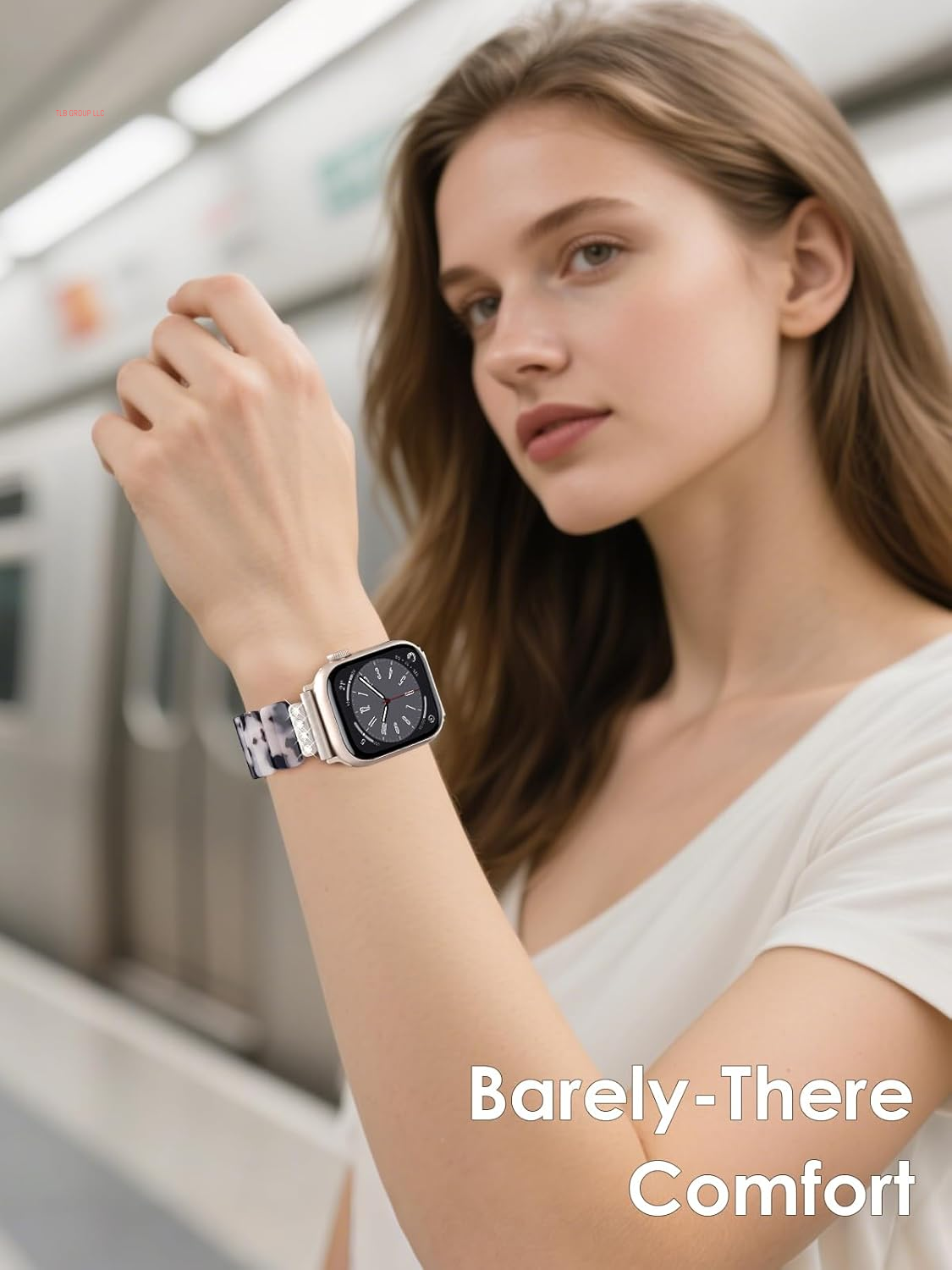 Stretchy Resin Apple Watch Band for Series Ultra/10/9/8/7/Se 38Mm40Mm41Mm42Mm44Mm45Mm46Mm49Mm Fashion Cute, Lightweight & Flexible, Rectangle Design with Iwatch Series 6/5/4/3/2/1