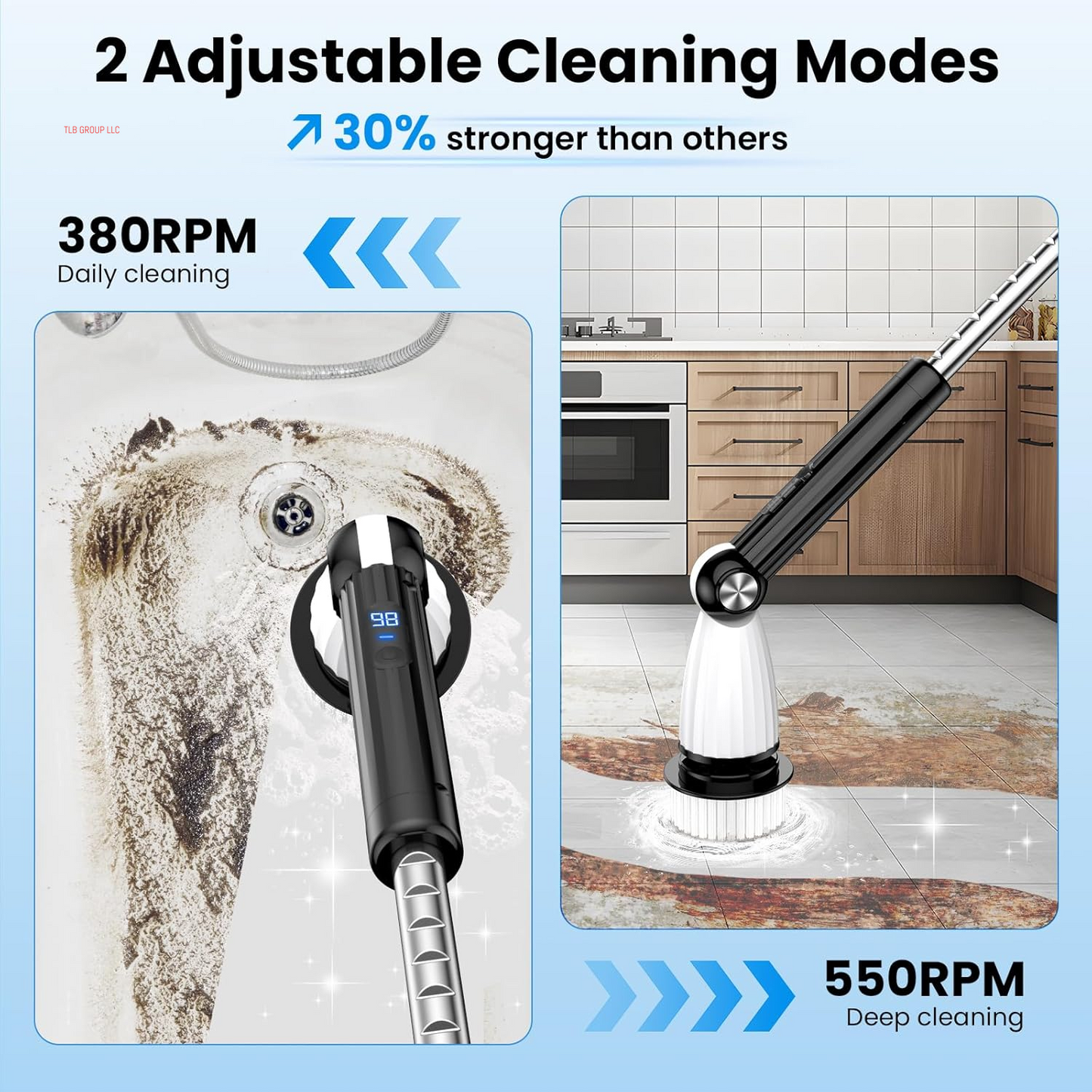 Electric Spin Scrubber, Power Shower Floor Scrubber, Electric Scrubber for Cleaning, Spin Scrub Shower Cleaner Brush, Cleaning Tools for Bathroom, Tub, Floor, Kitchen