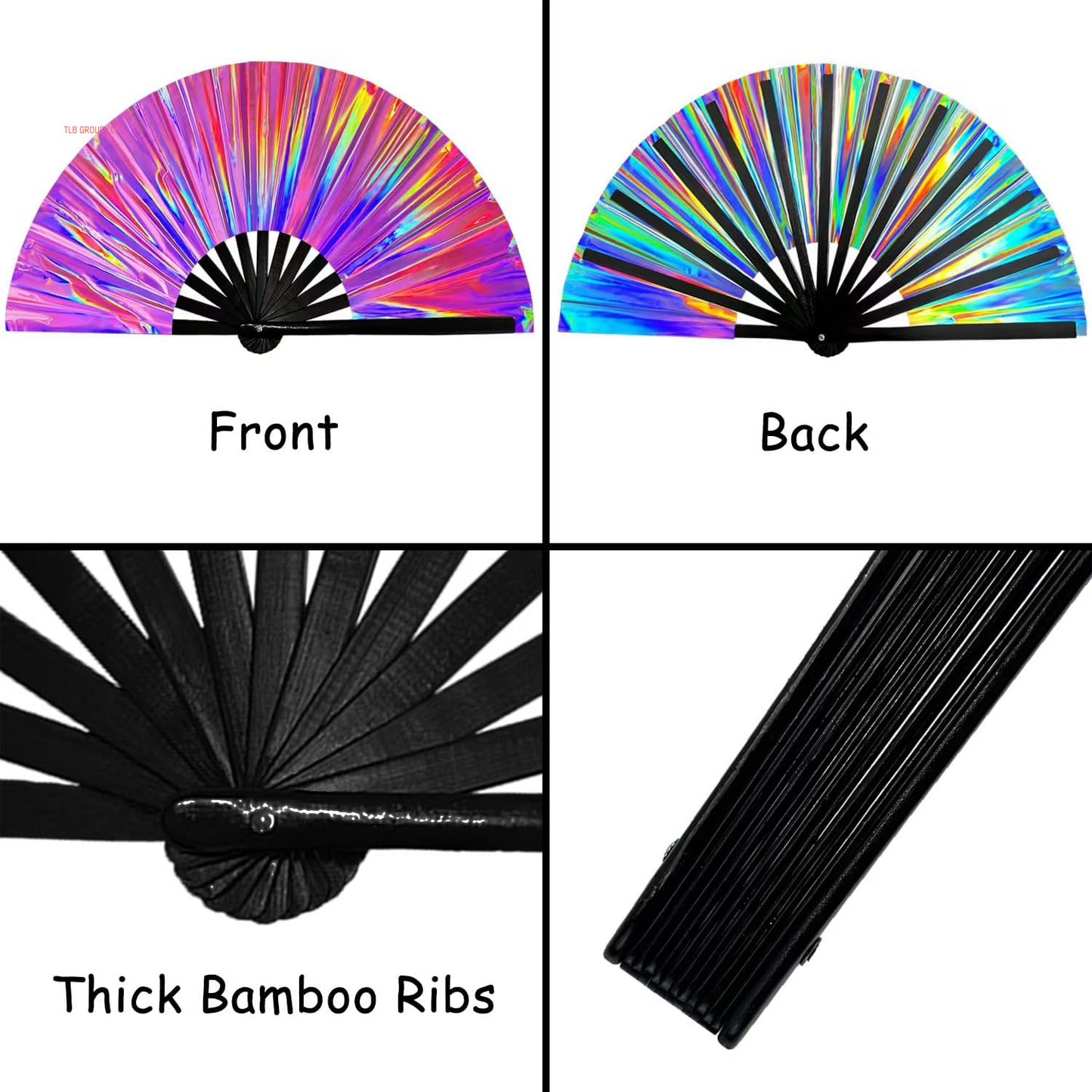 1Pcs Boots on the Ground Fan, 2025 New Line Dance Popping Fan,Holographic Purple Laser Colors Hand Fan,Clap Fans for Line Dancing,Clack Handheld Large Folding Hand Rave Fan