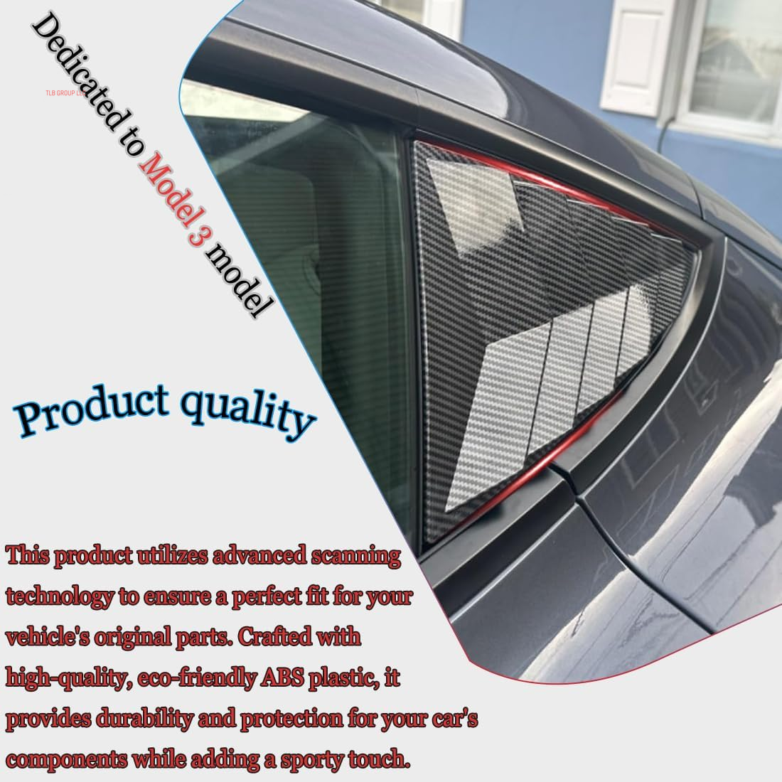 Window Louver，2Pcs Side Vent Window Louvers for Tesla Model 3 2017-2025, ABS Print Sport Window Decorative Covers, Exterior Trim Accessories - Carbon Fiber