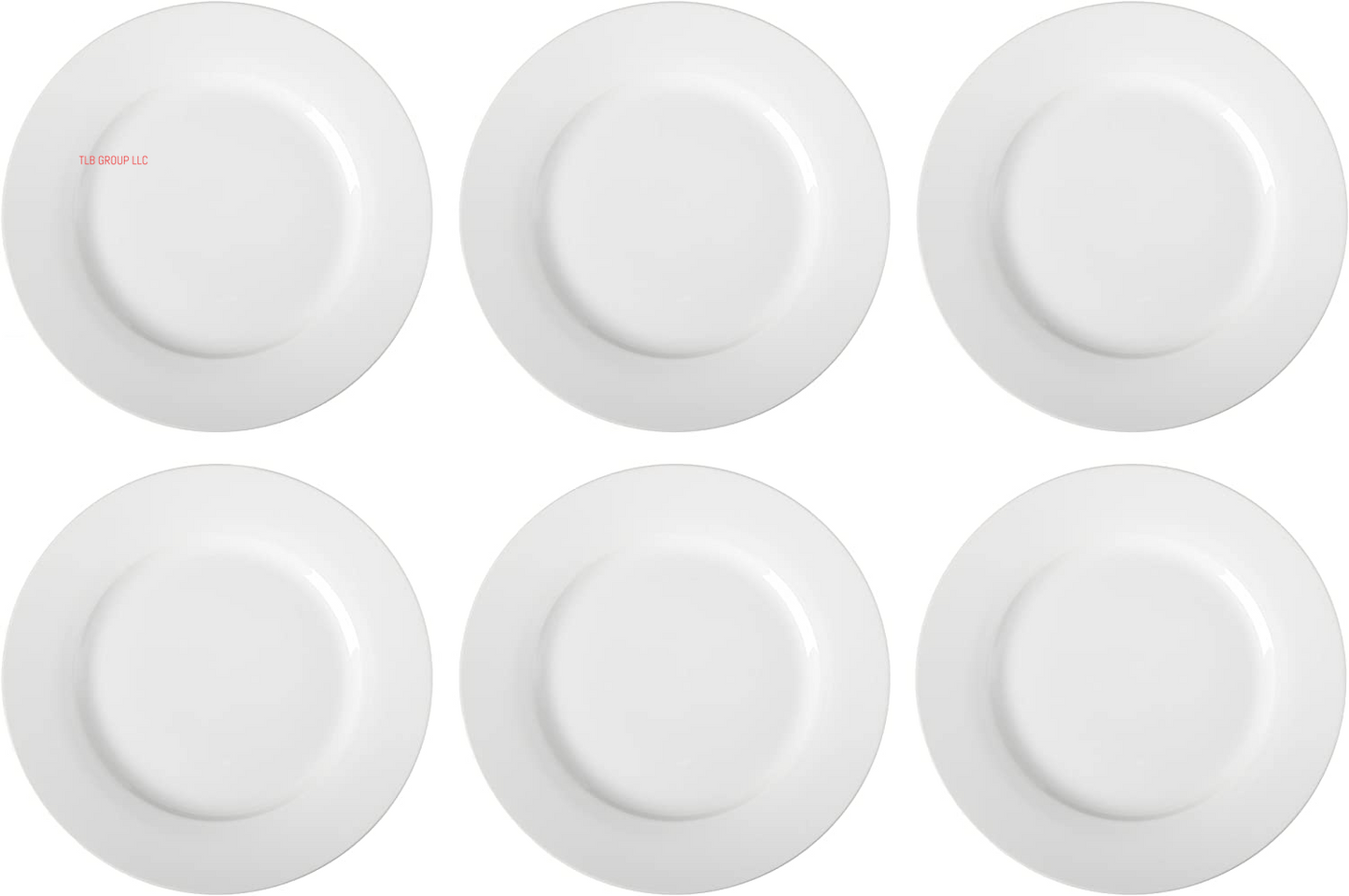 6-Piece White Dinner Plate Set, 10.5 Inches