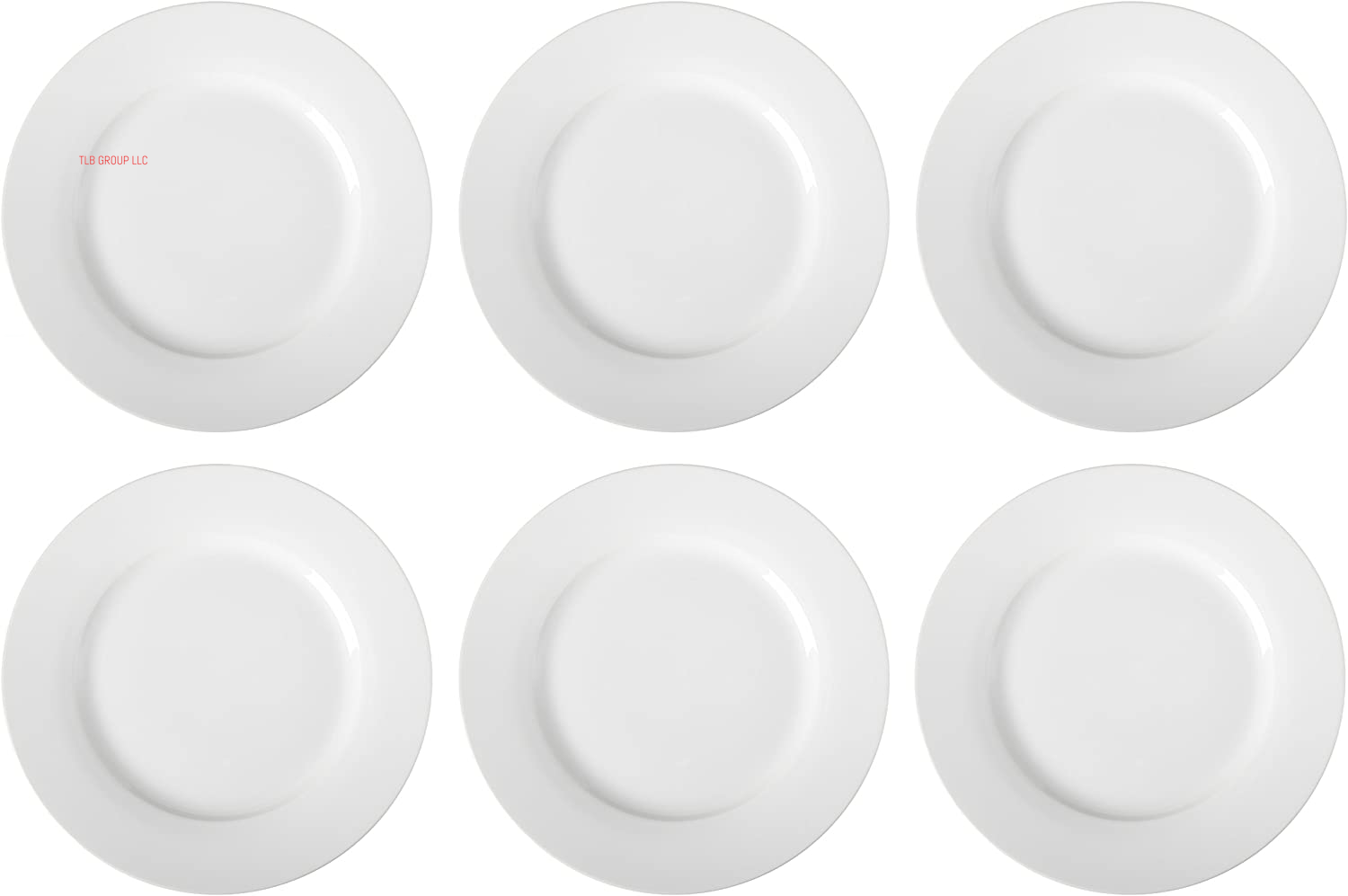 6-Piece White Dinner Plate Set, 10.5 Inches