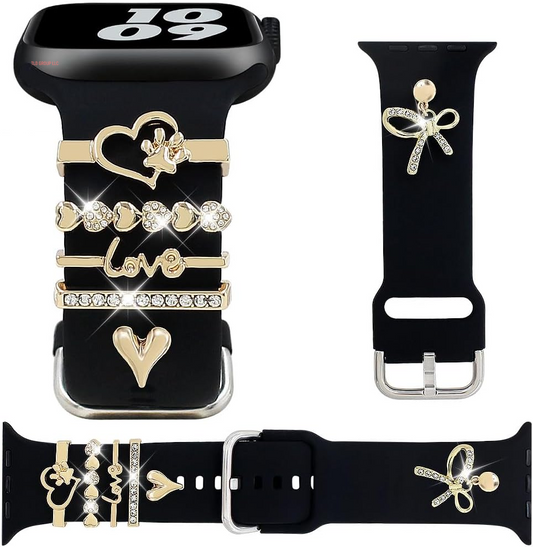 Stylish Silicone Band Compatible with Apple Watch Bands Women 49 46 45 44 42 41 40 38Mm,Wristband with Unique Charms Pendants for Iwatch Series 10 9 8 7 6 5 4 3 SE Ultra 2