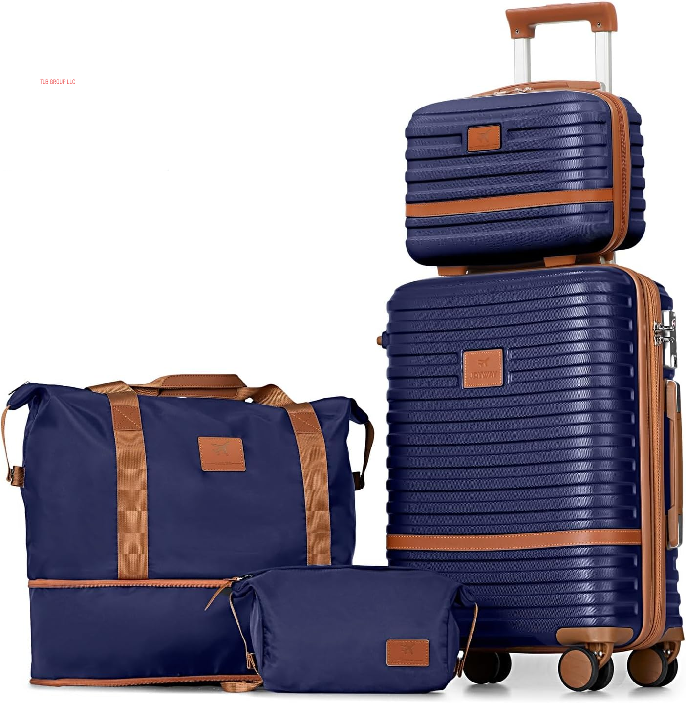 Carry on Luggage 20 Inch Expandable Suitcase with Spinner Wheel, 4 Piece Hard Shell Luggage Set with TSA Lock(Black Brown)